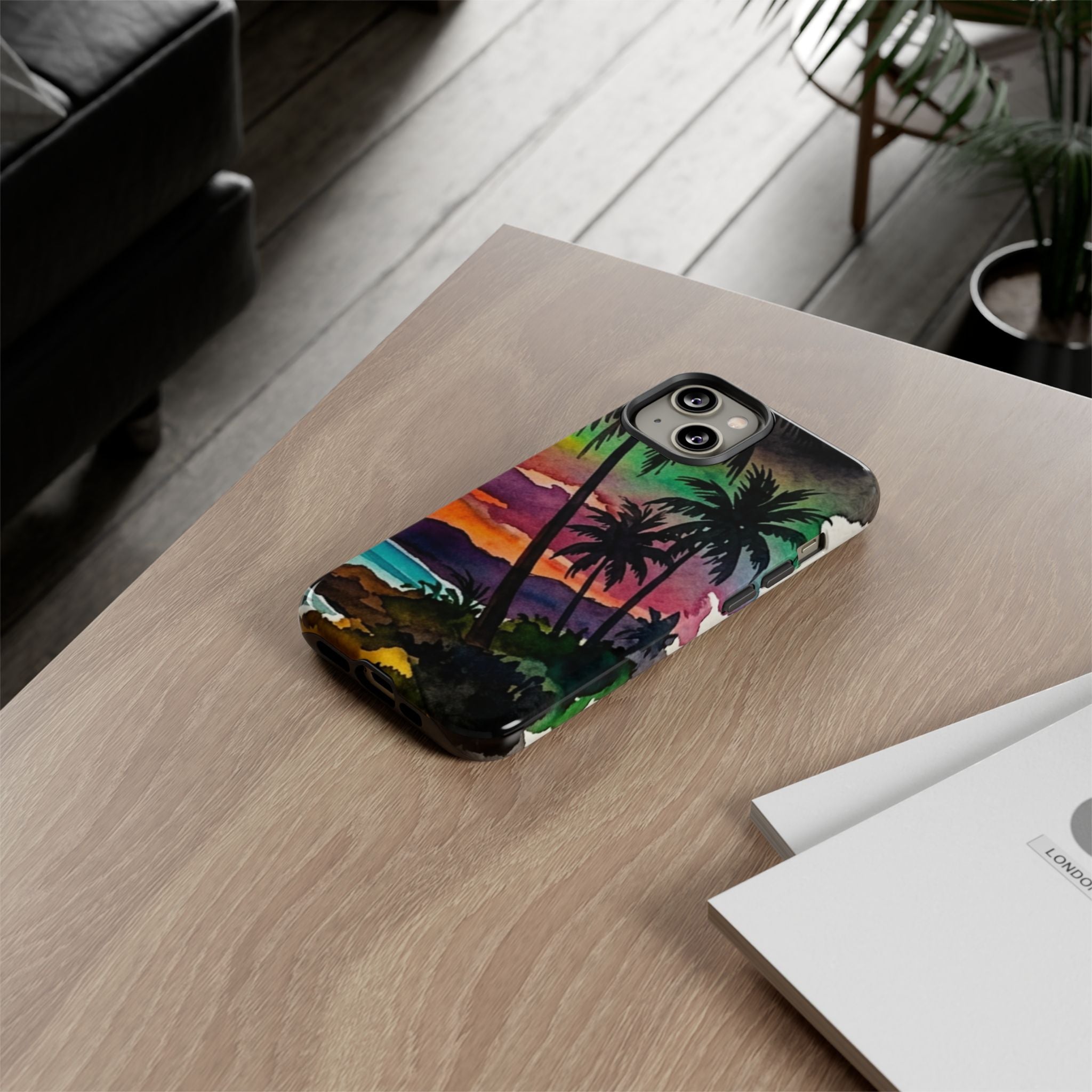Tropical Sunset Phone Case – Palm Tree Beach Protective Cover