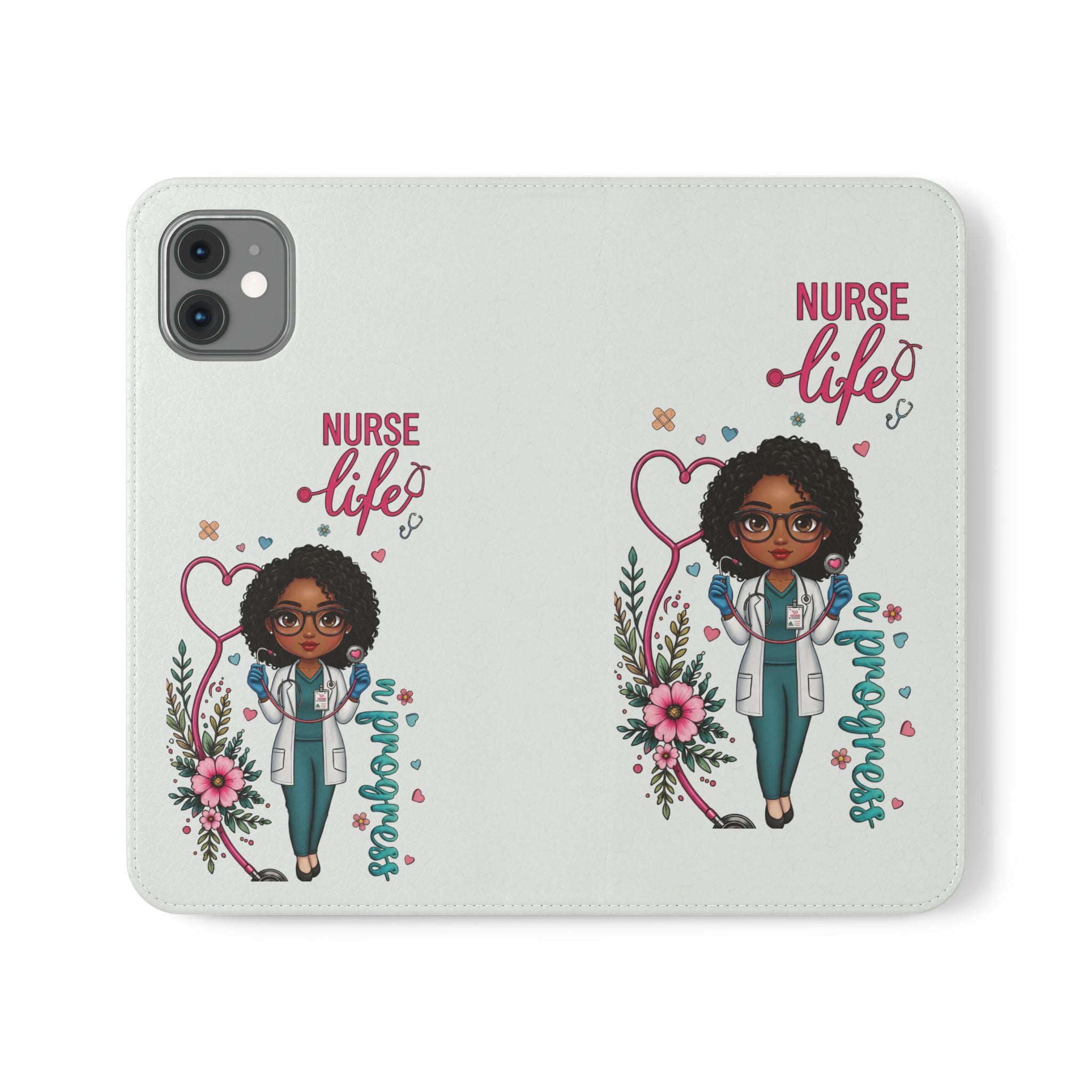 Nurse Life Floral Flip Phone Case - Medical RN Wallet Cover