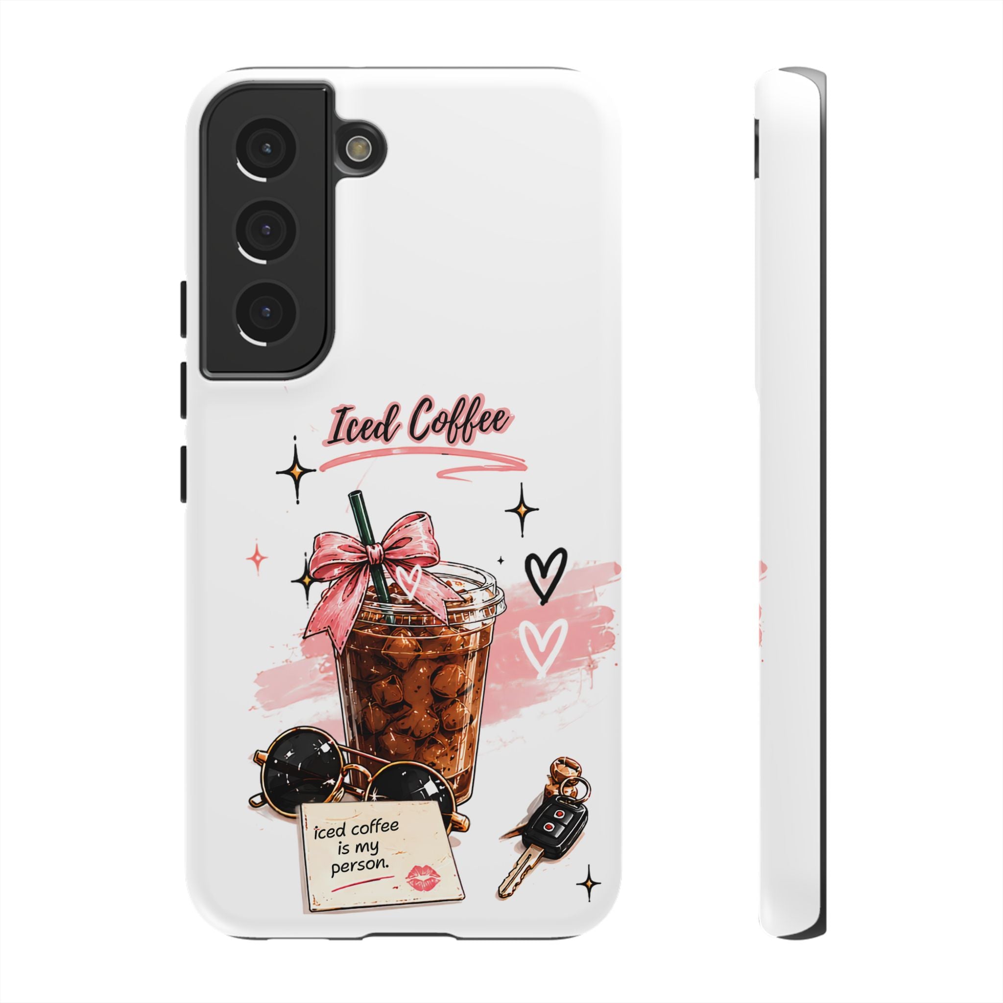 Iced Coffee Phone Case – Cute Pink Boba Design ("Iced coffee is my person")