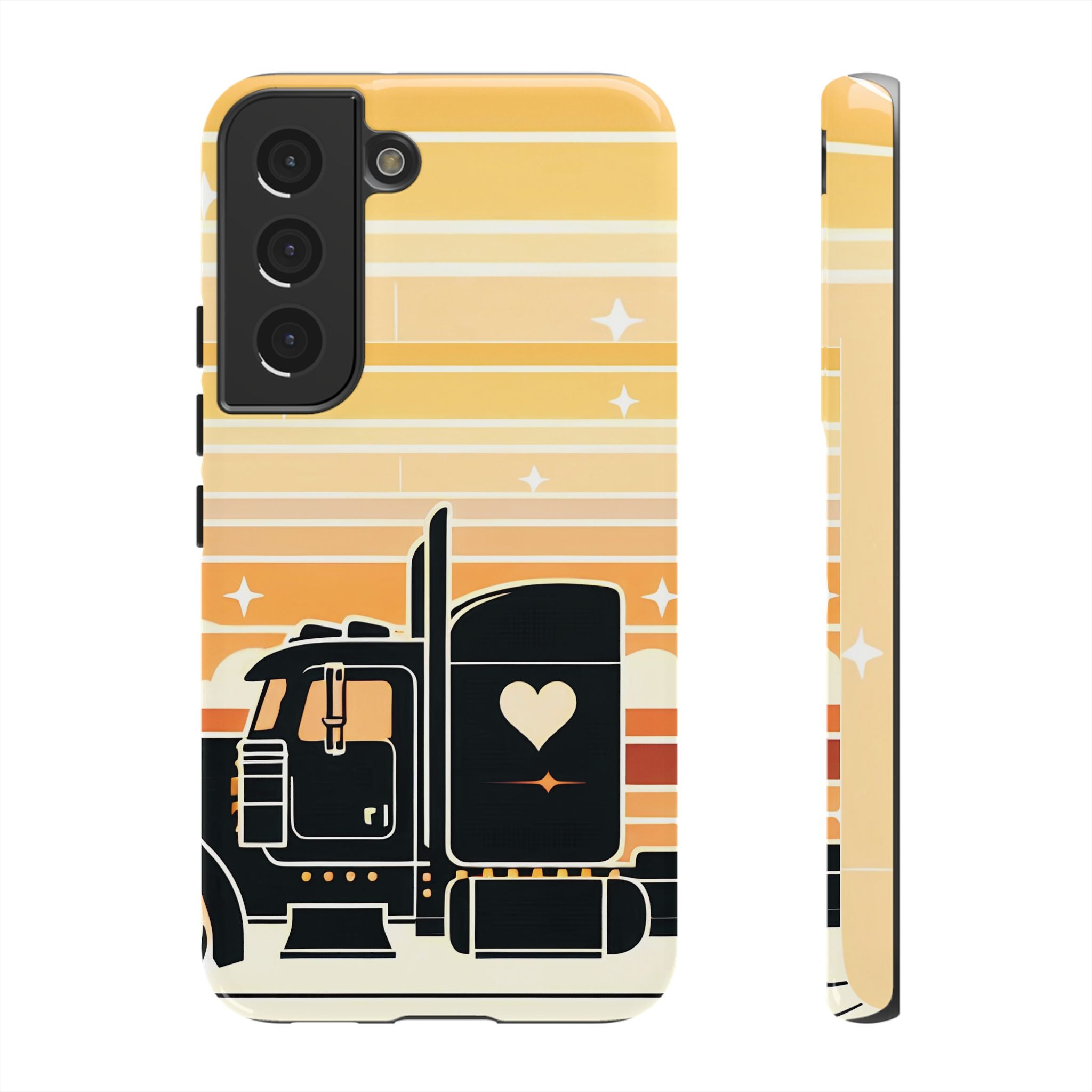 Trucker Heart Phone Case — Retro Semi Truck Protective Phone Cover