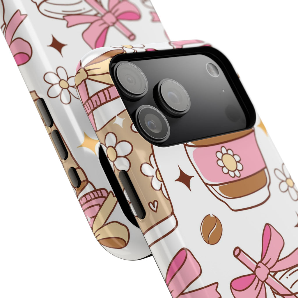 Cute Pink Coffee & Latte Pattern Impact Phone Case