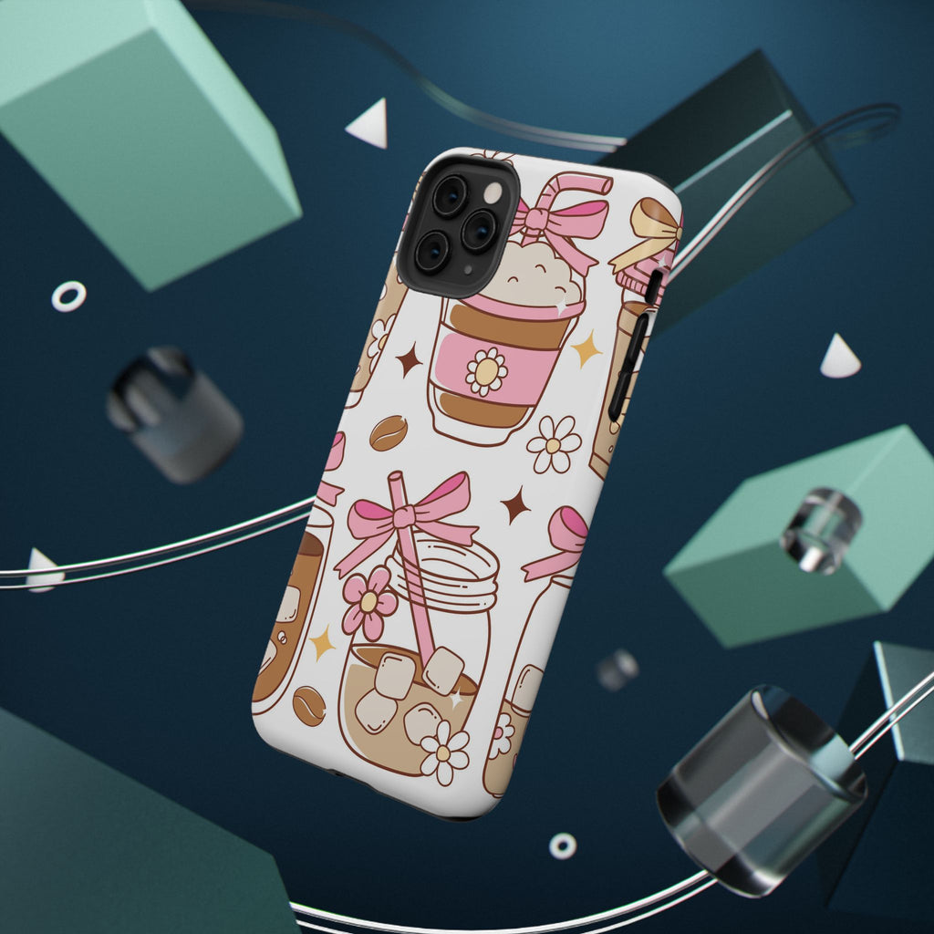 Cute Pink Coffee & Latte Pattern Impact Phone Case