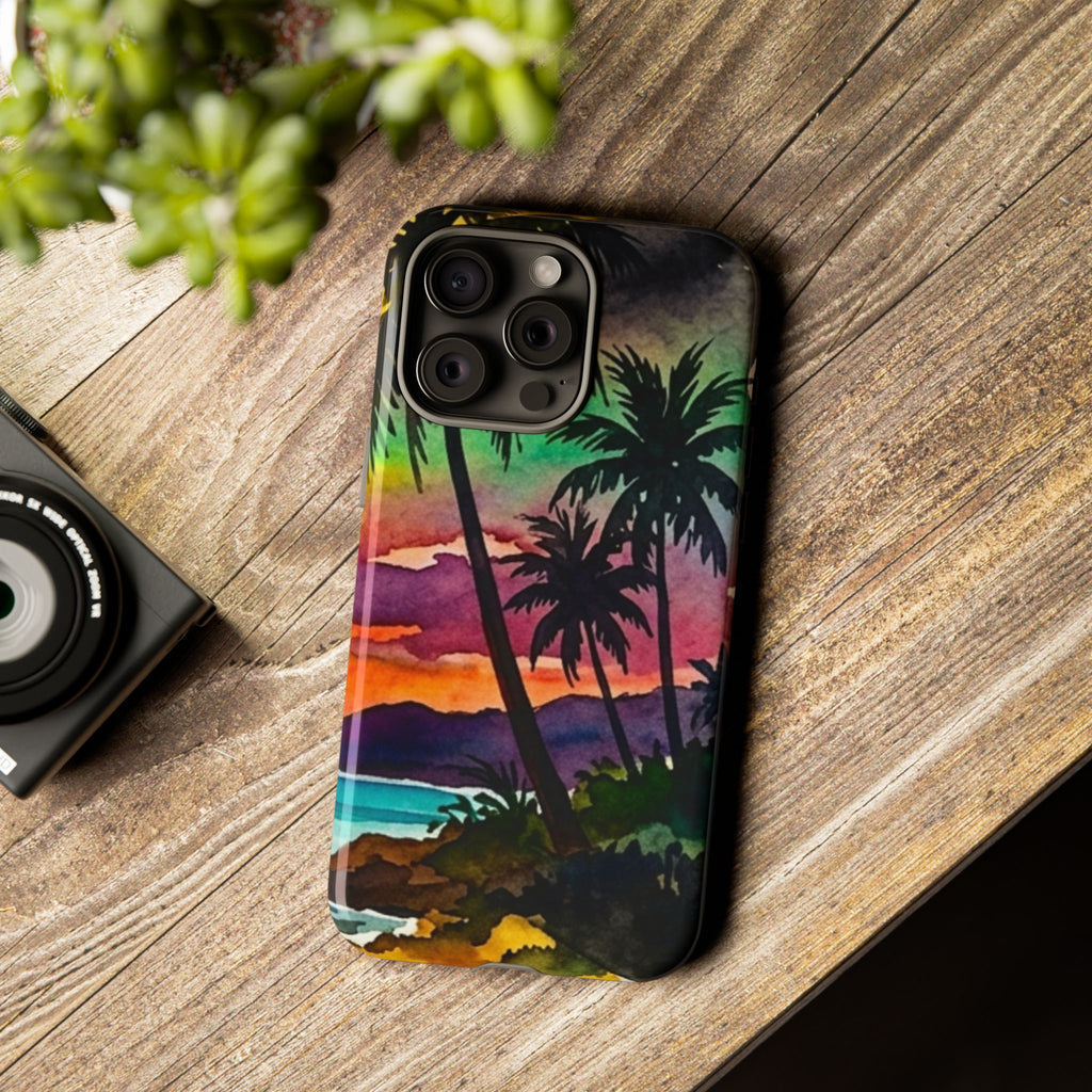 Tropical Sunset Phone Case – Palm Tree Beach Protective Cover
