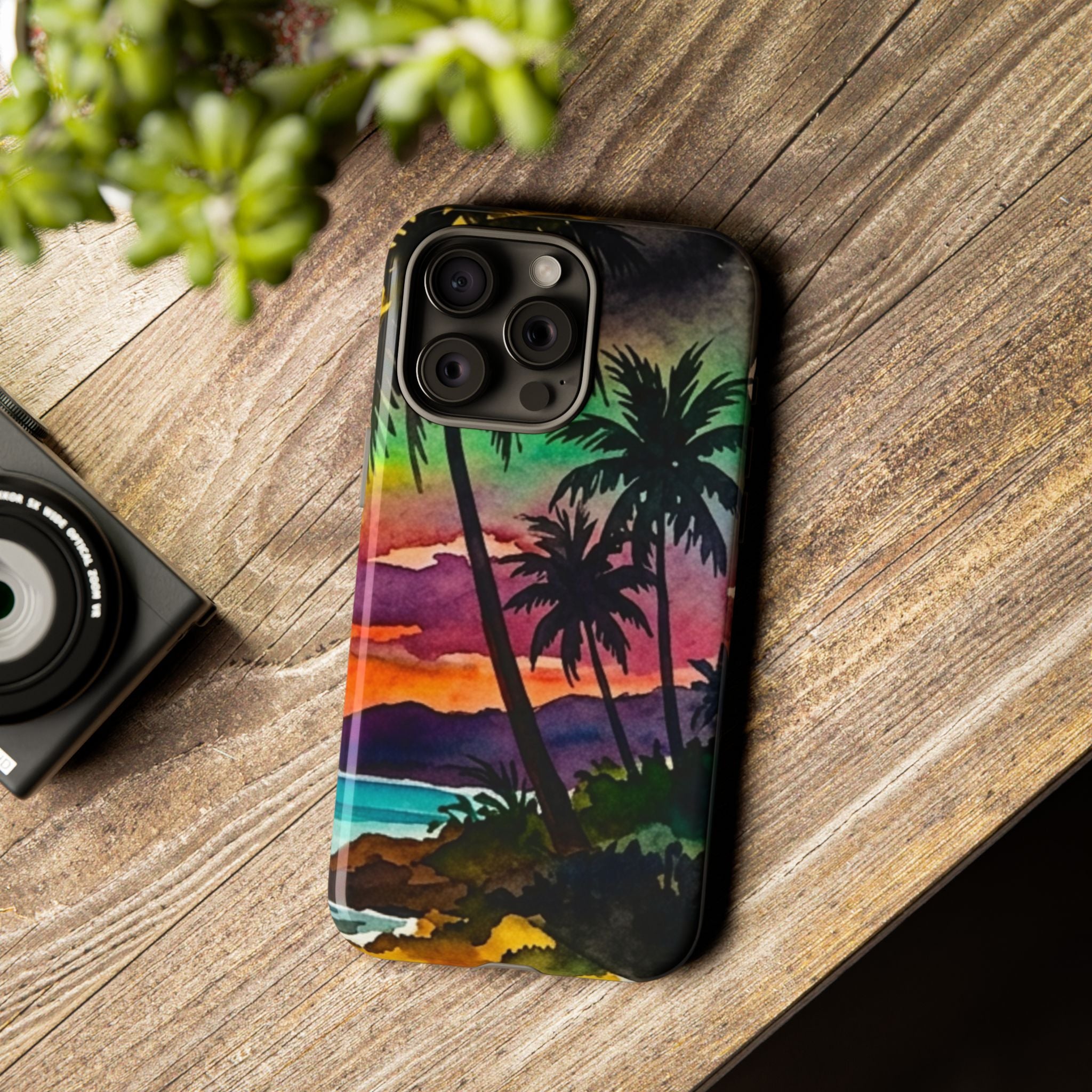 Tropical Sunset Phone Case – Palm Tree Beach Protective Cover