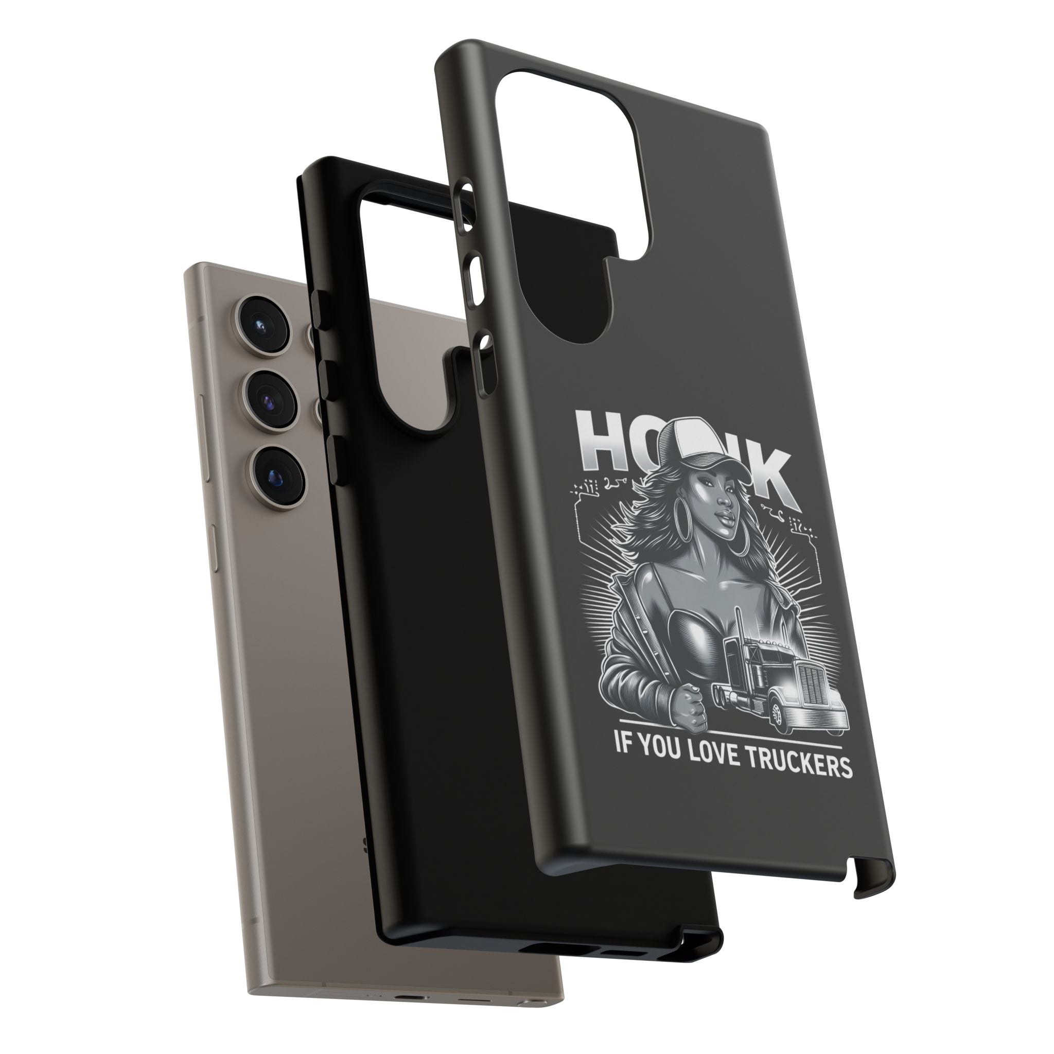 Phone Case — 'Honk' Trucker Girl Retro Semi Truck Protective Case