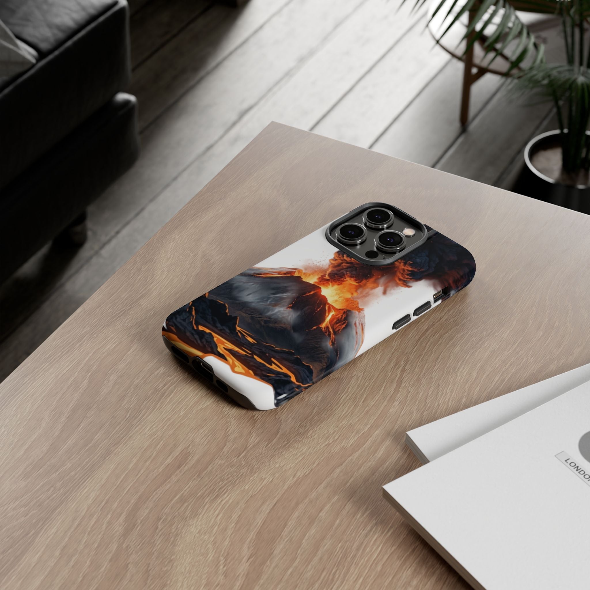 Volcano Eruption Tough Phone Case — Fiery Lava Protective Cover