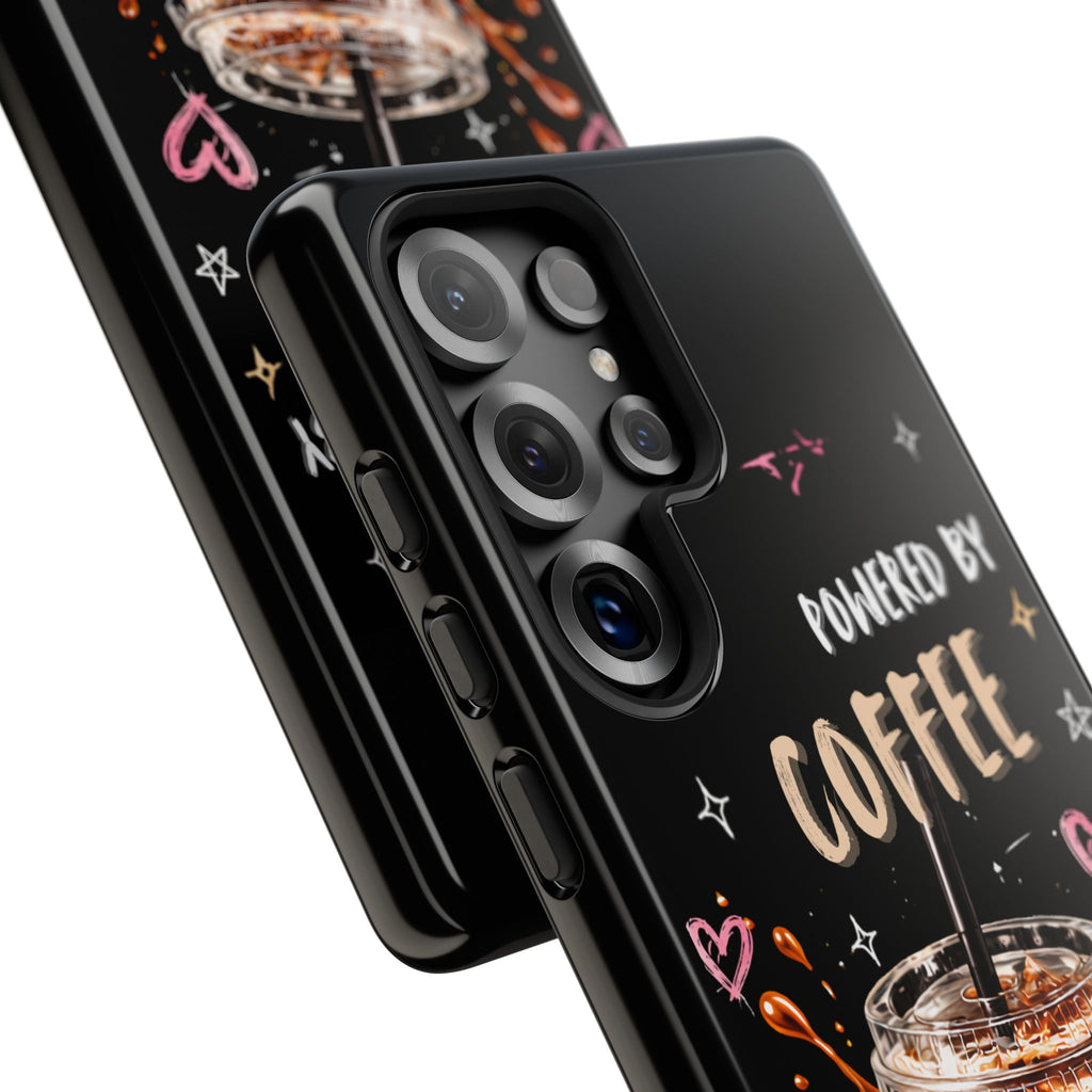 Phone Case — "Powered by Coffee & Chaos" Iced Coffee Protective Cover