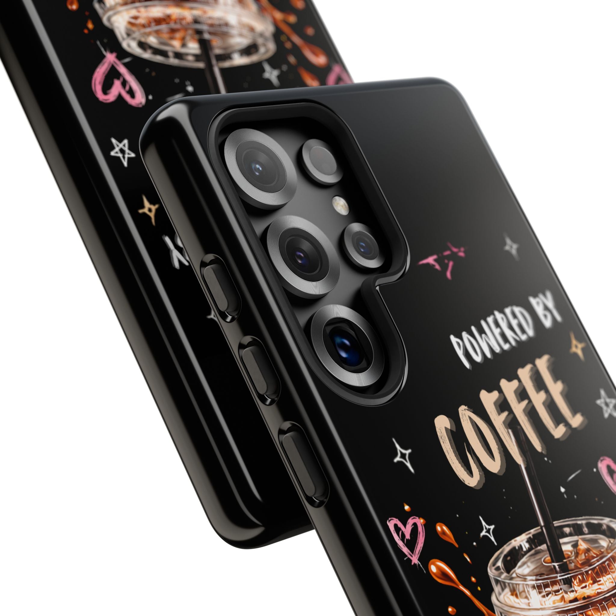 Phone Case — "Powered by Coffee & Chaos" Iced Coffee Protective Cover