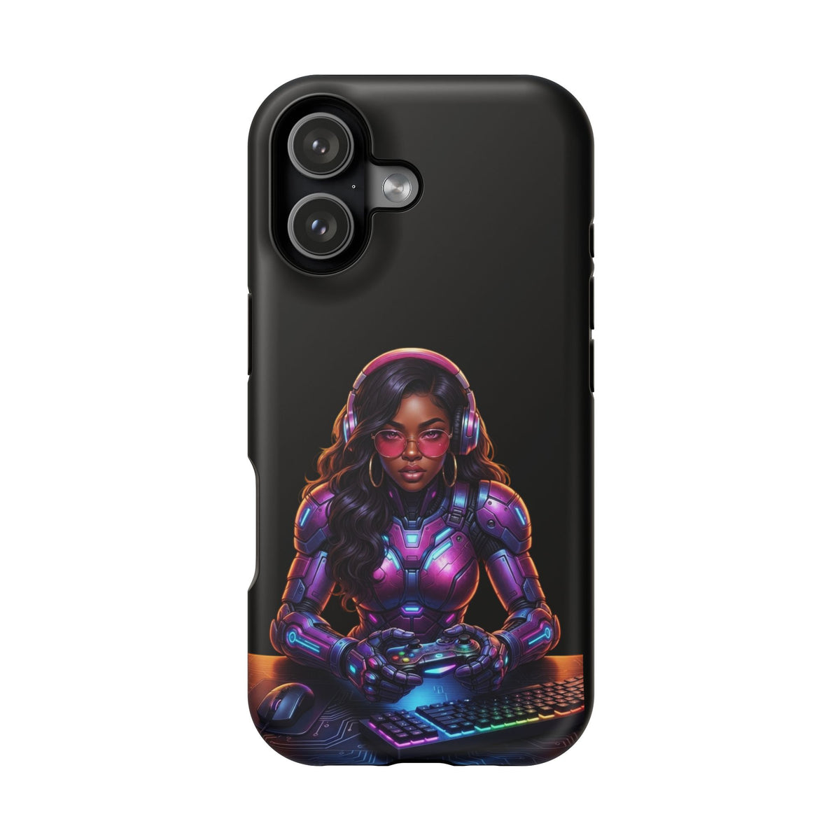 Gamer Girl Cyber Armor Phone Case — Impact‑Resistant Protective Cover