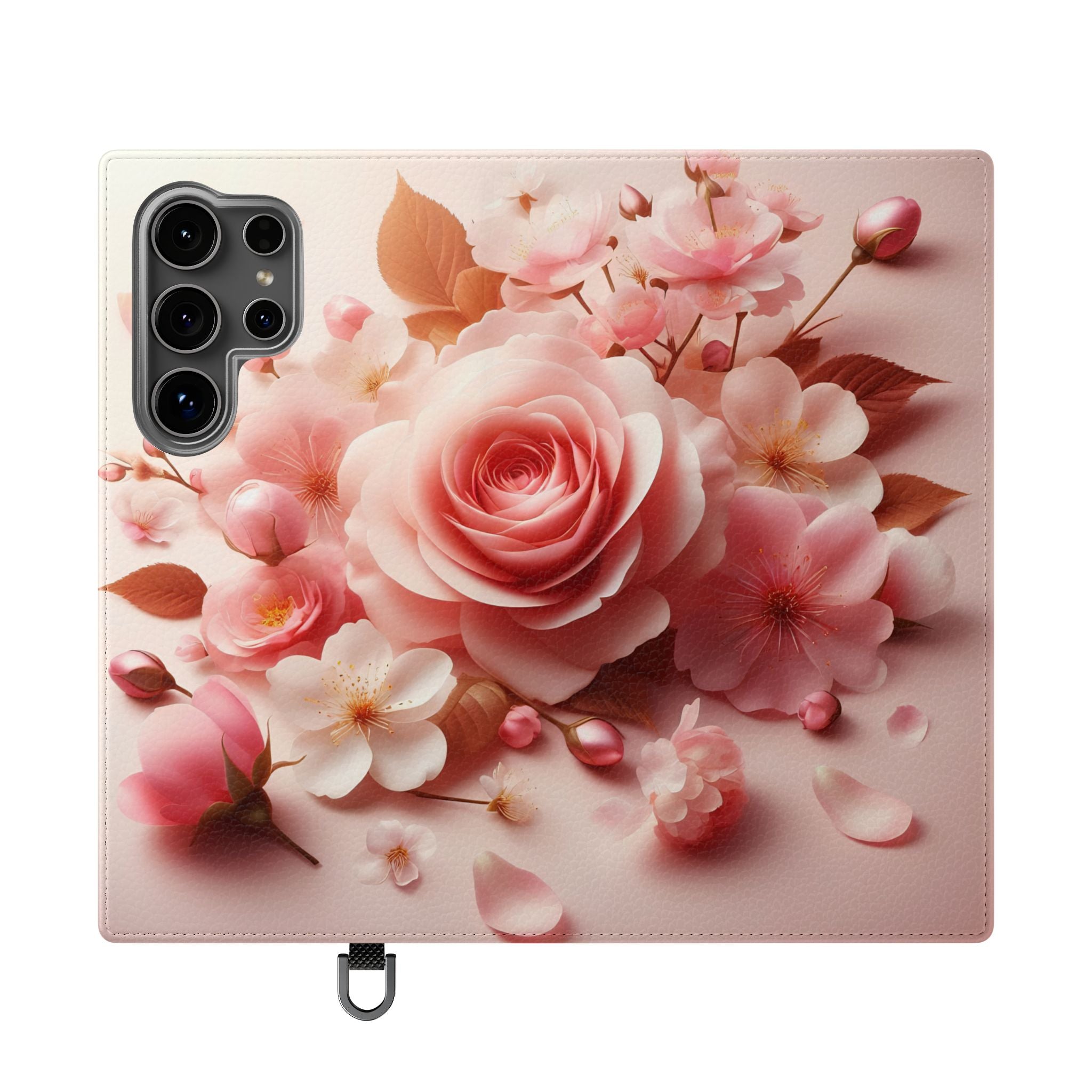 Floral Rose Flip Case — Pink Blossom Wallet Phone Cover