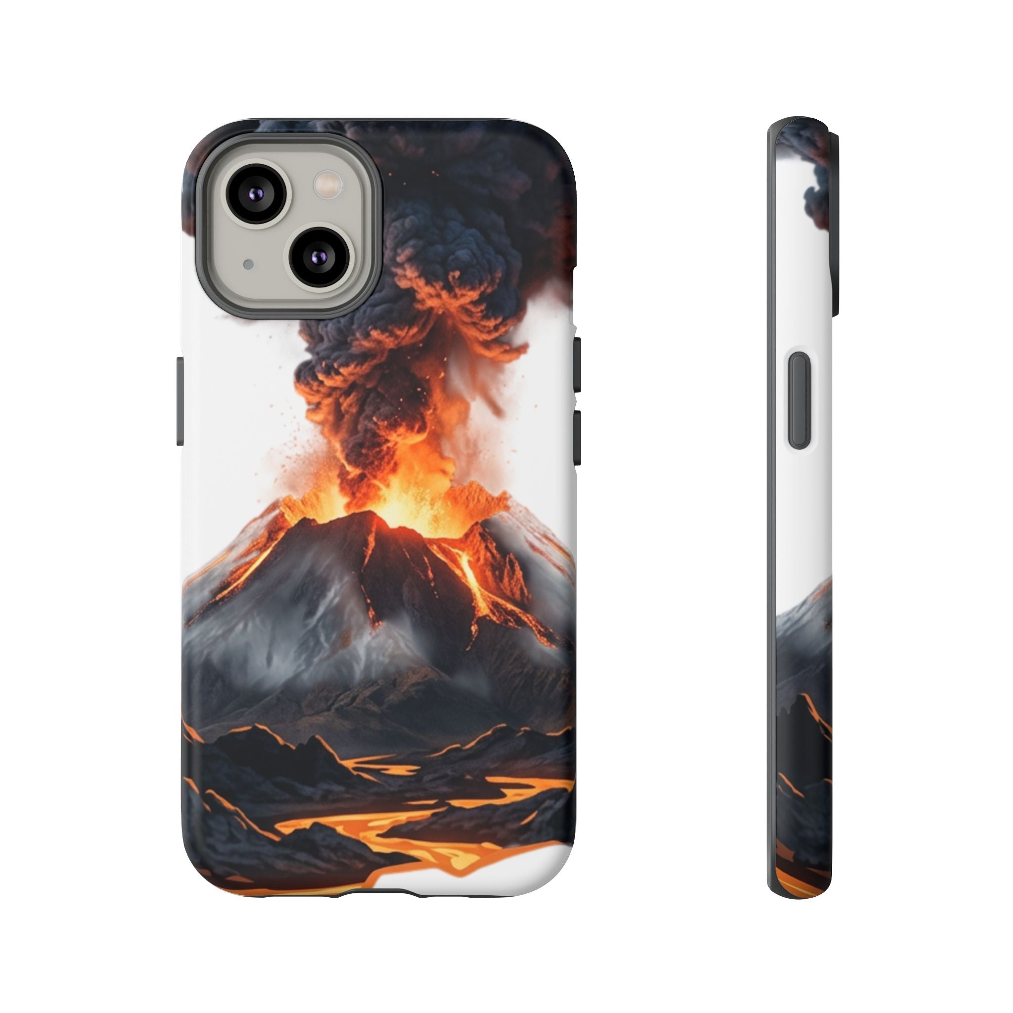 Volcano Eruption Tough Phone Case — Fiery Lava Protective Cover