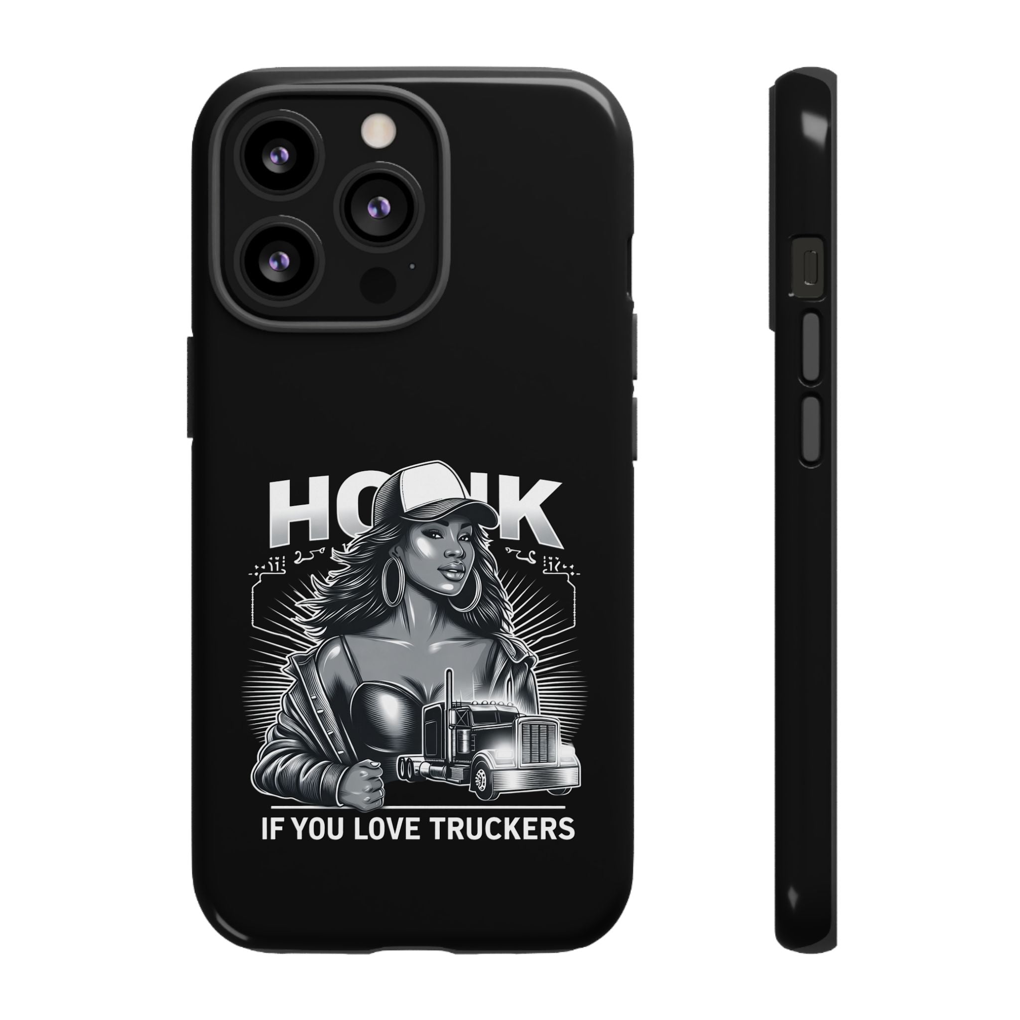 Phone Case — 'Honk' Trucker Girl Retro Semi Truck Protective Case