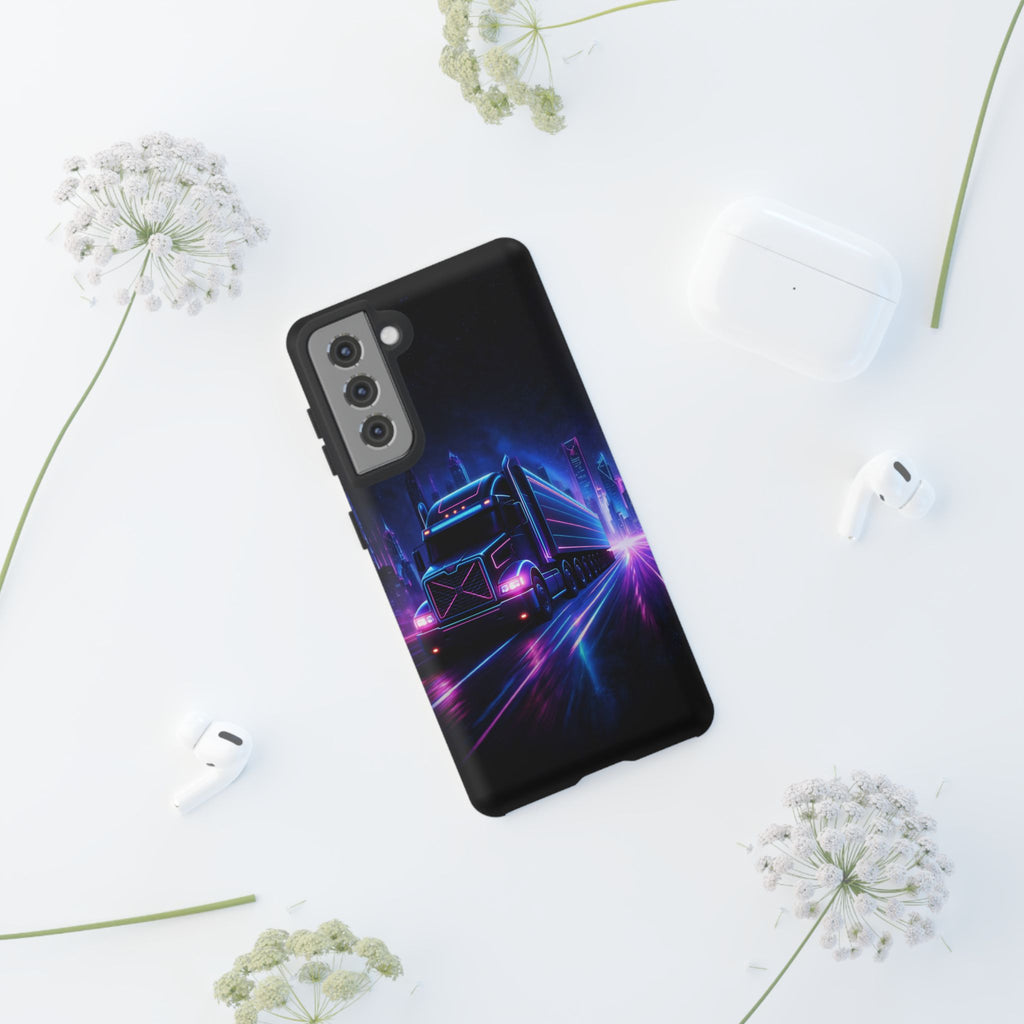 Neon Retro Rig Phone Case — Trucker Semi Truck Nightscape Protective Case