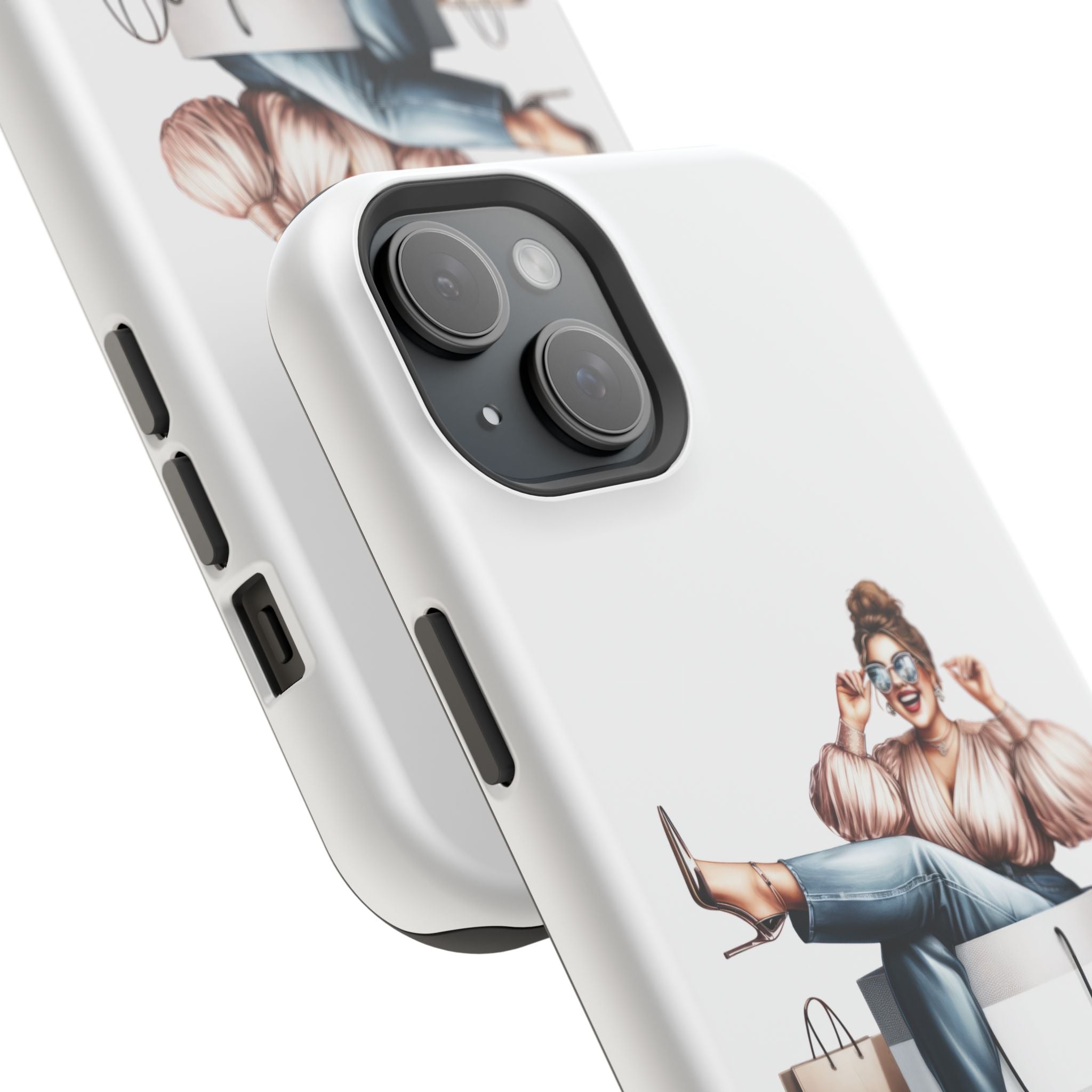 Magnetic Impact-Resistant Case — Luxury Shopper Goddess on Clouds Phone Cover