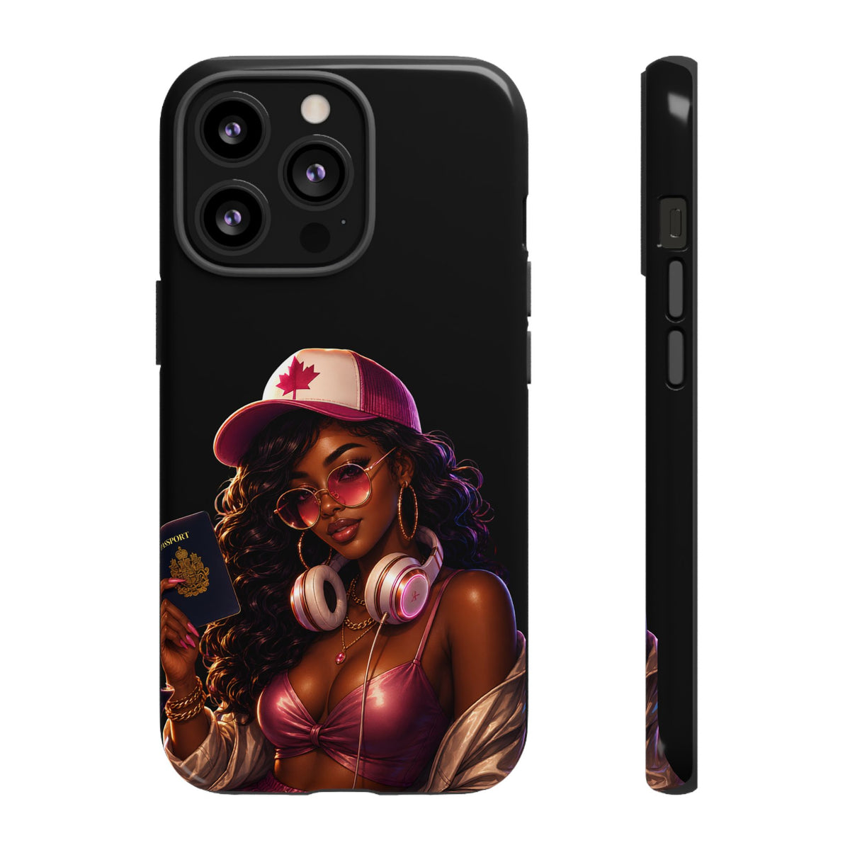 Phone Case - Cool Urban Woman with Headphones & Maple Hat