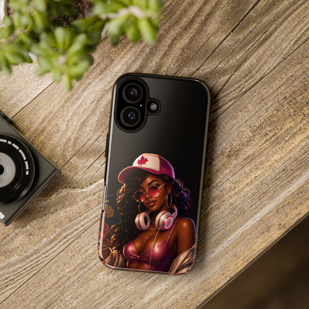 Phone Case - Cool Urban Woman with Headphones & Maple Hat