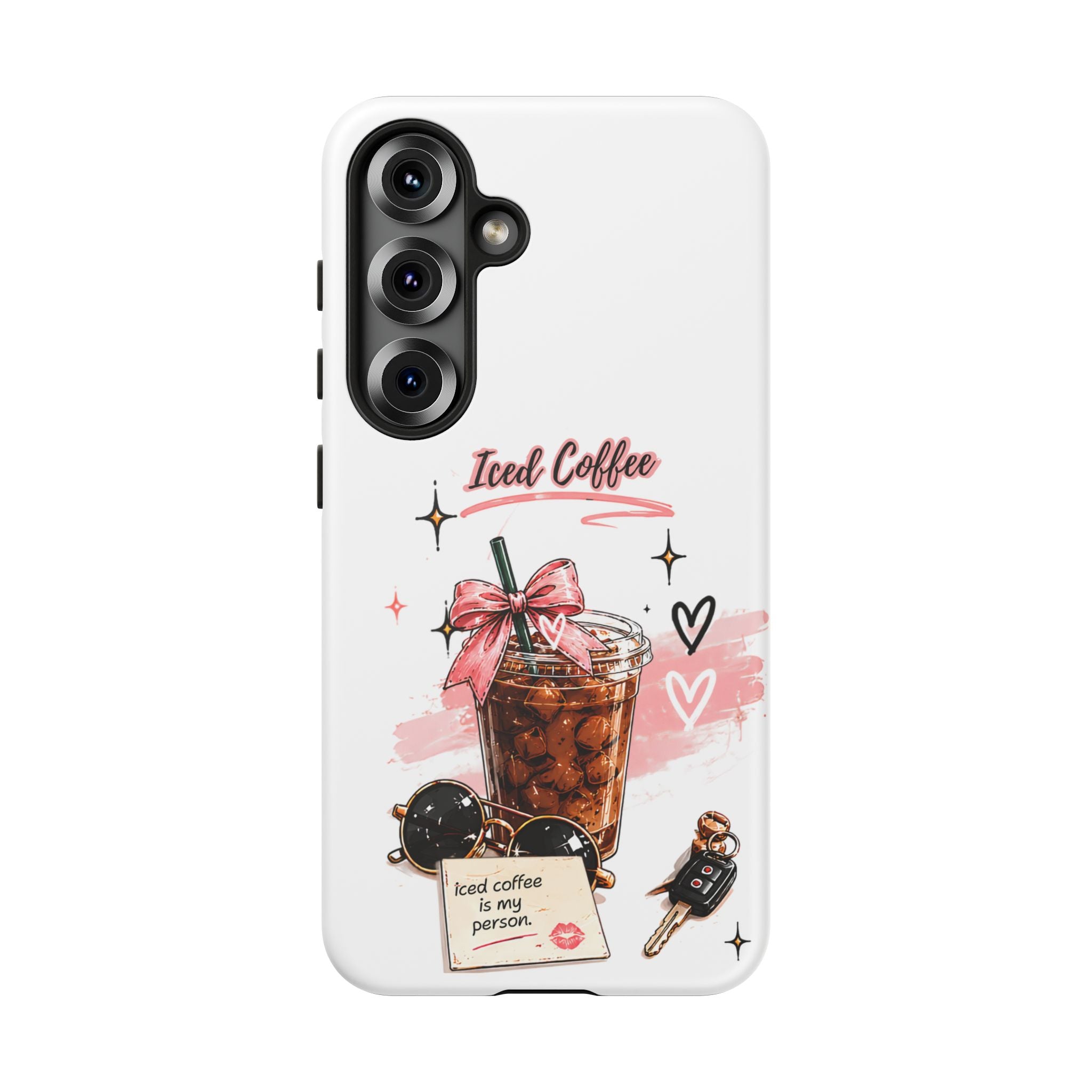 Iced Coffee Phone Case – Cute Pink Boba Design ("Iced coffee is my person")