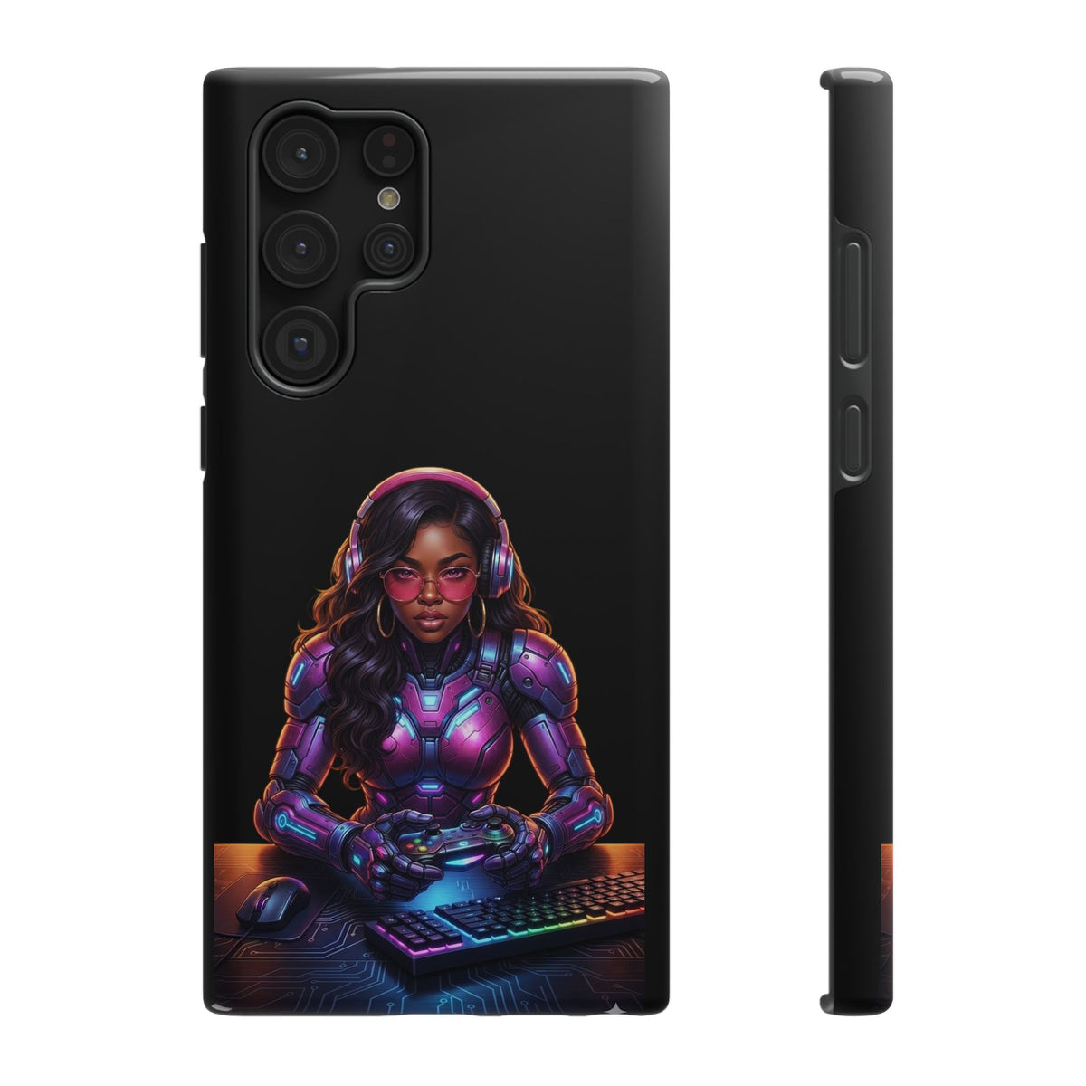 Gamer Girl Cyber Armor Phone Case — Impact‑Resistant Protective Cover