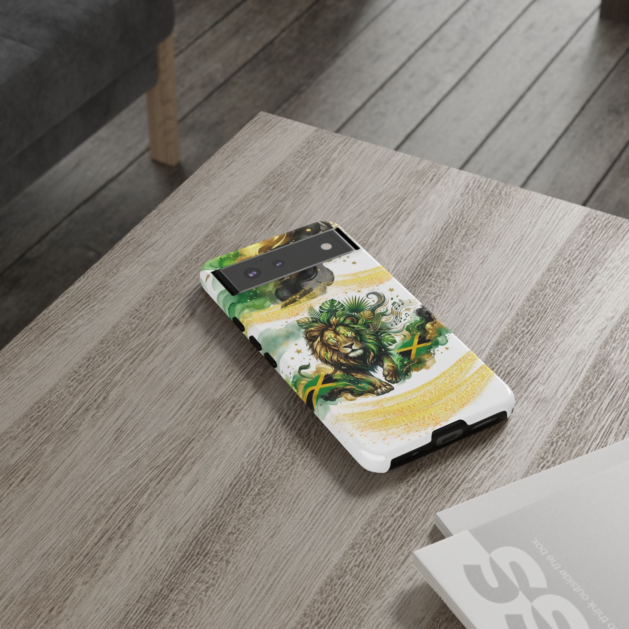 Reggae Lion Phone Case — Jamaican Flag Rasta Art Tough Phone Cover