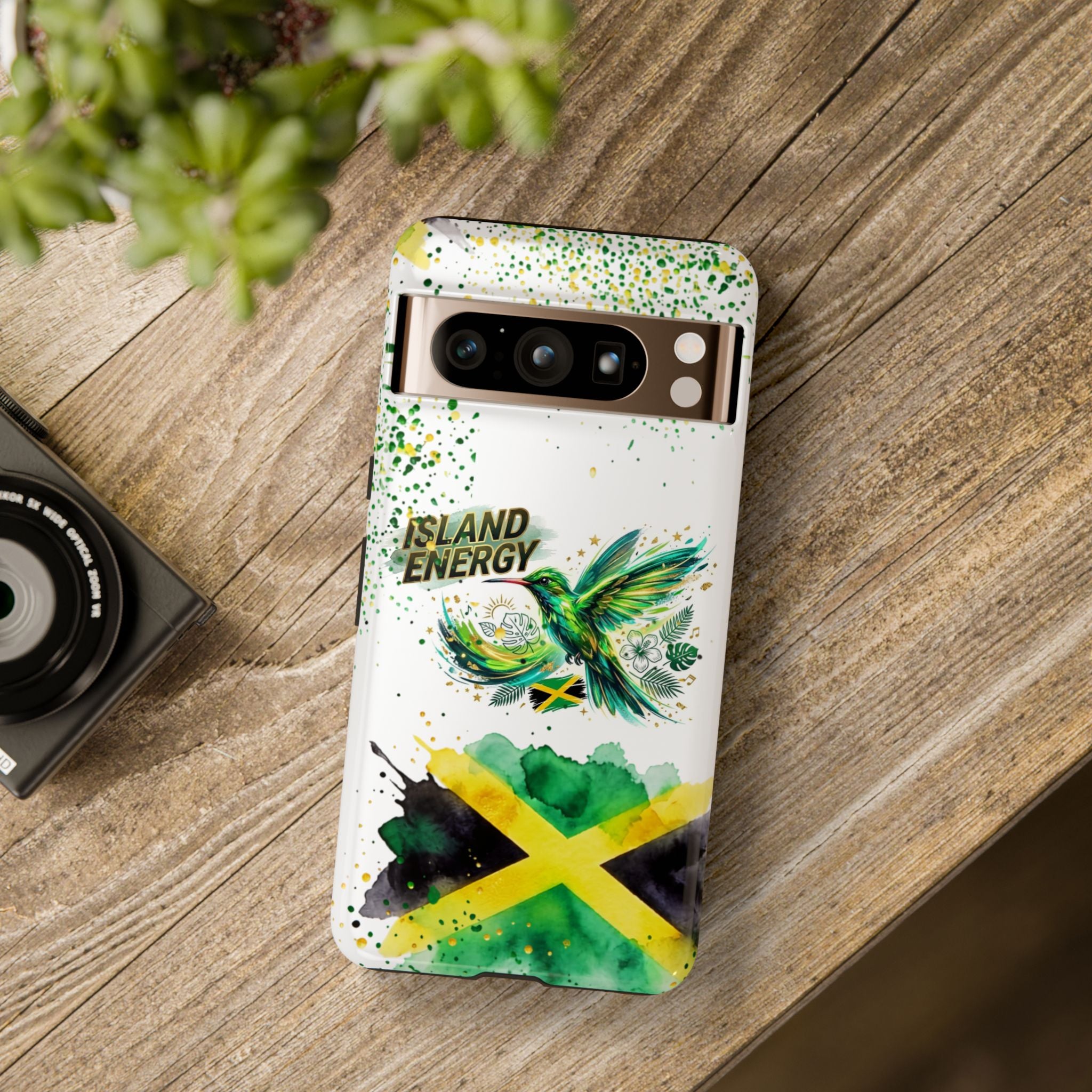 Island Energy Tough Phone Case — Colorful Hummingbird & Tropical Sunset Protective Cover