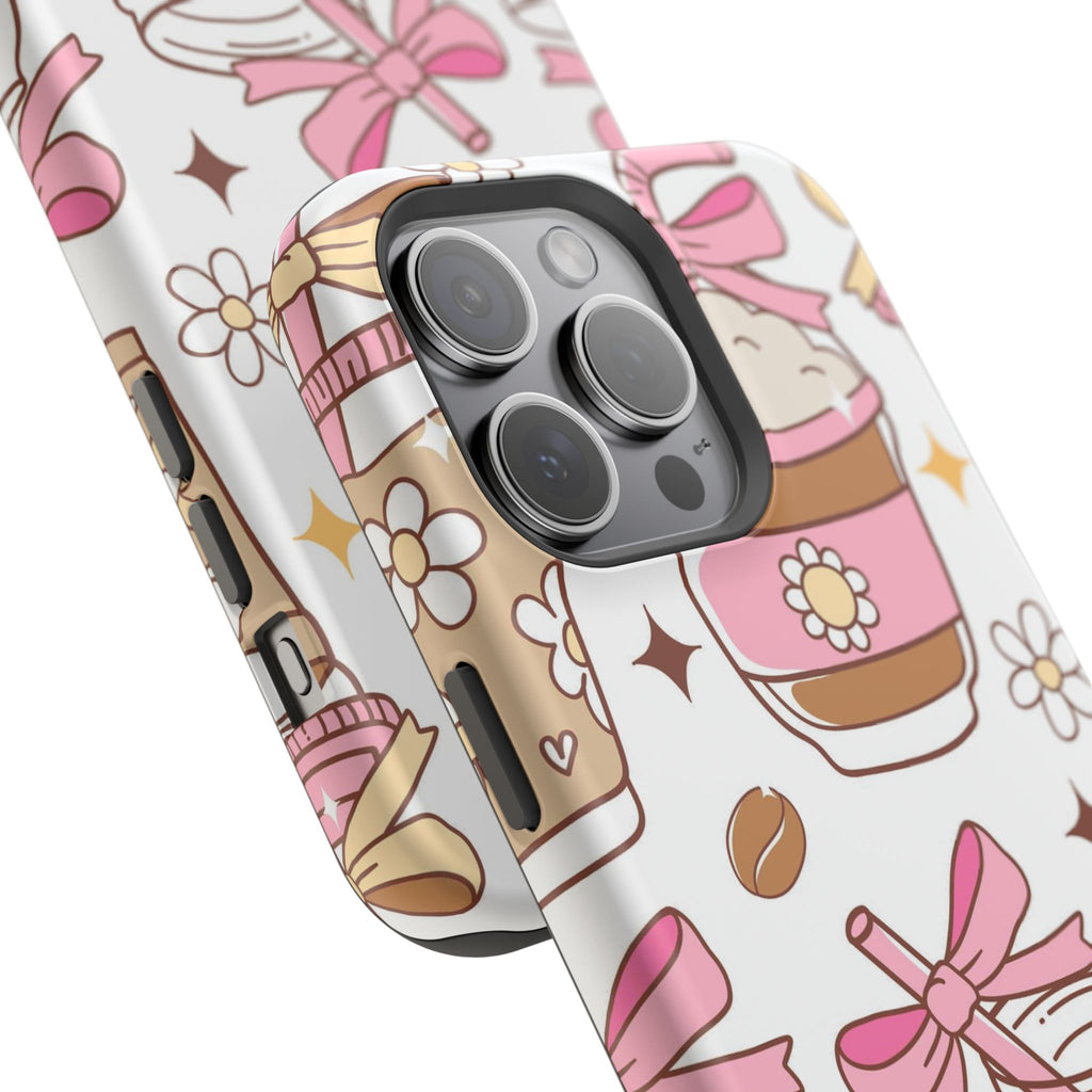 Cute Pink Coffee & Latte Pattern Impact Phone Case