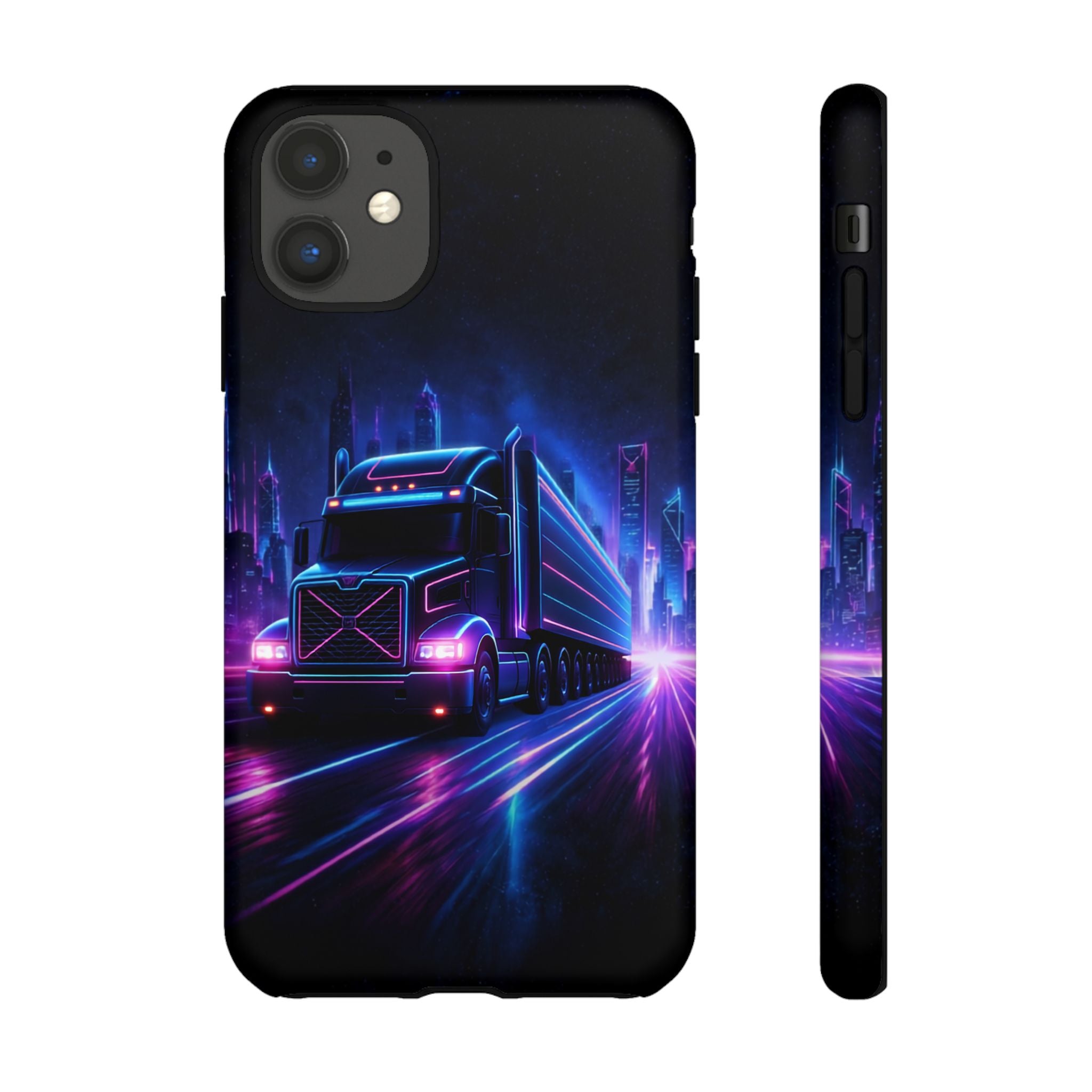 Neon Retro Rig Phone Case — Trucker Semi Truck Nightscape Protective Case