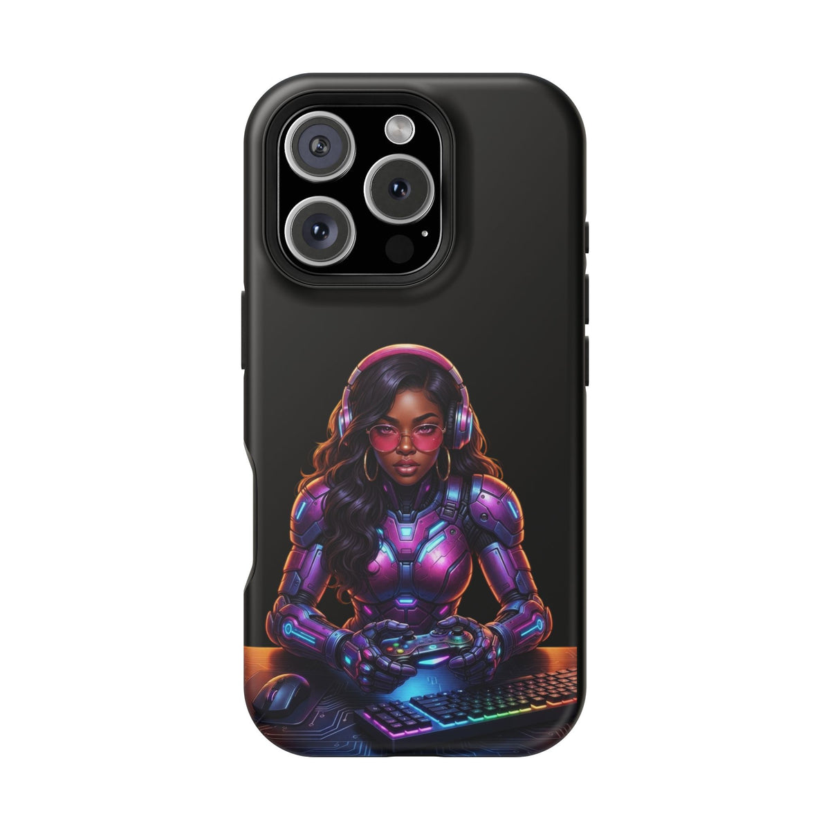 Gamer Girl Cyber Armor Phone Case — Impact‑Resistant Protective Cover
