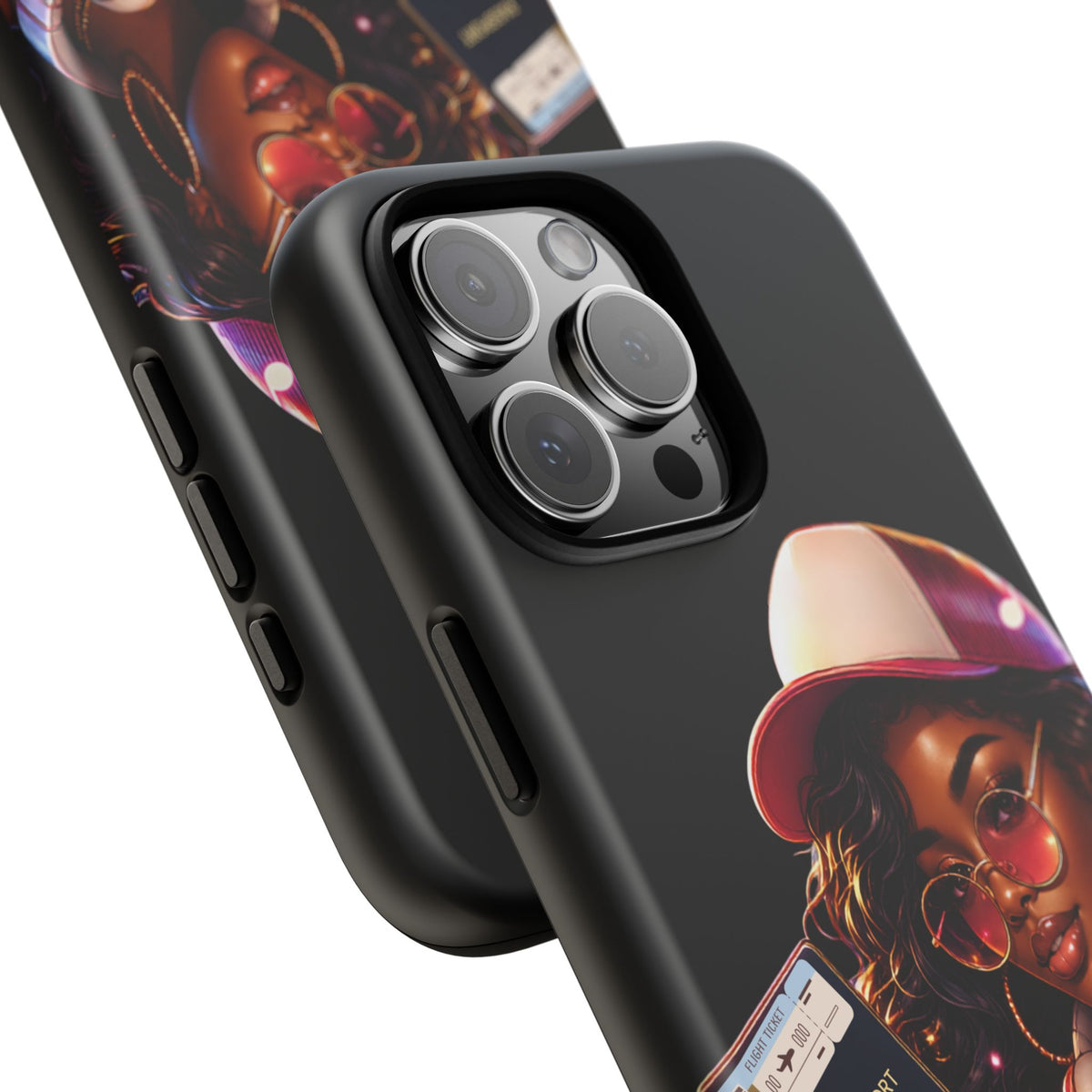 Tough Case – Stylized Urban Girl Phone Case with Headphones & Passport