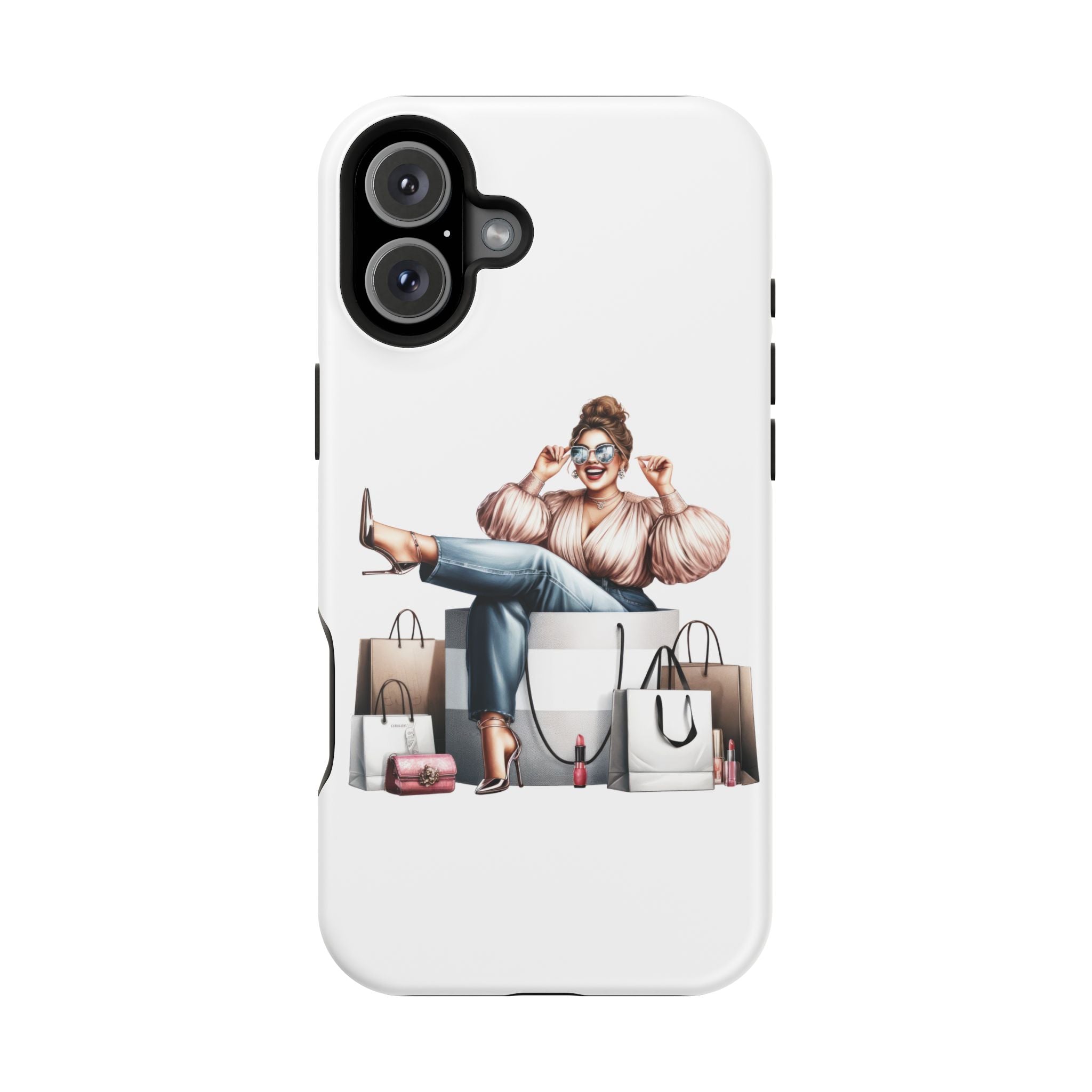 Magnetic Impact-Resistant Case — Luxury Shopper Goddess on Clouds Phone Cover