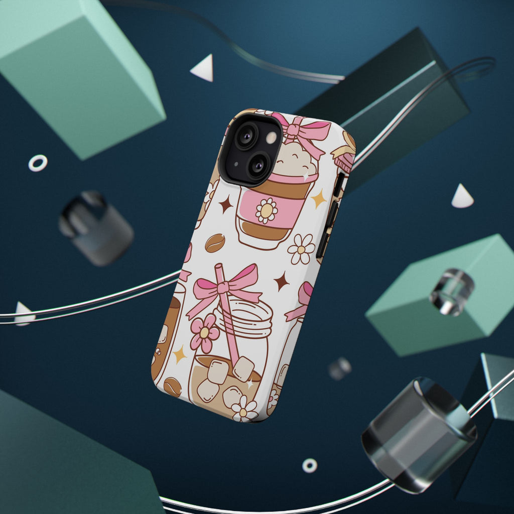 Cute Pink Coffee & Latte Pattern Impact Phone Case