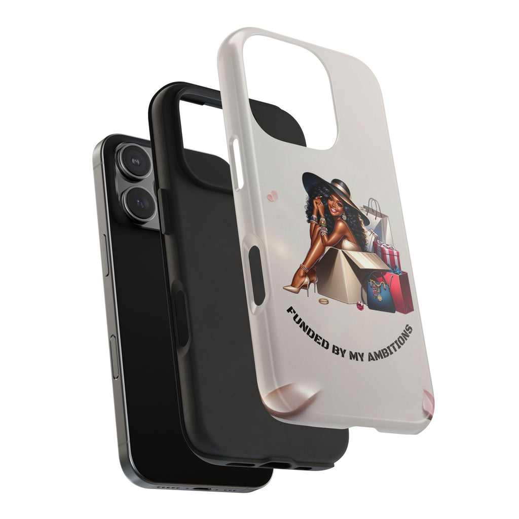 Chic Shopper Tough Phone Case — Stylish Black Woman with Shopping Bags