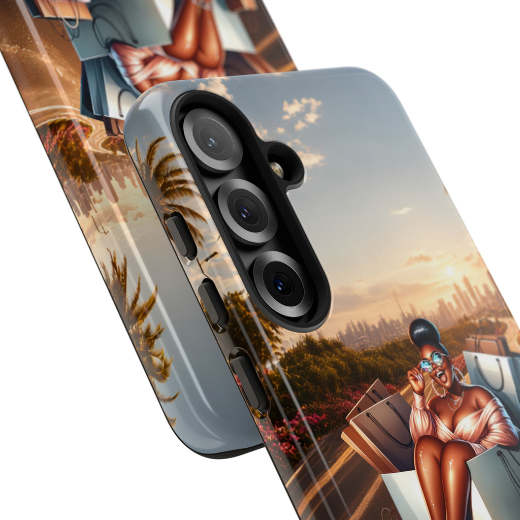 Phone Case — Chic Shopper Illustration on Cloud Background