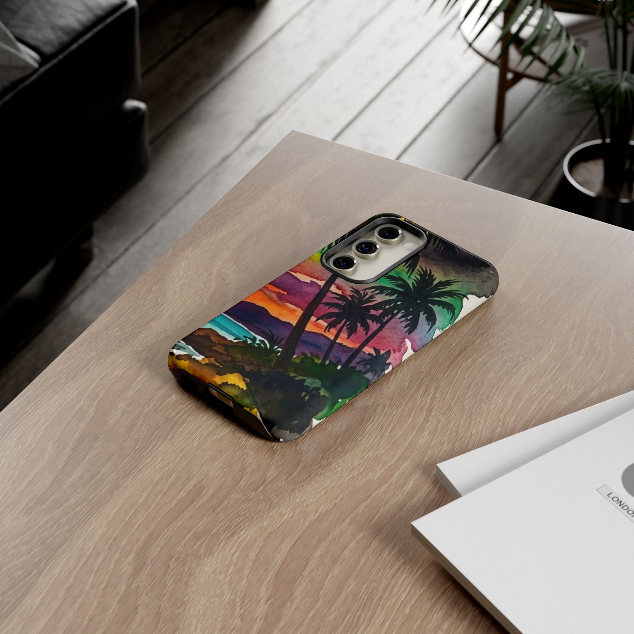 Tropical Sunset Phone Case – Palm Tree Beach Protective Cover