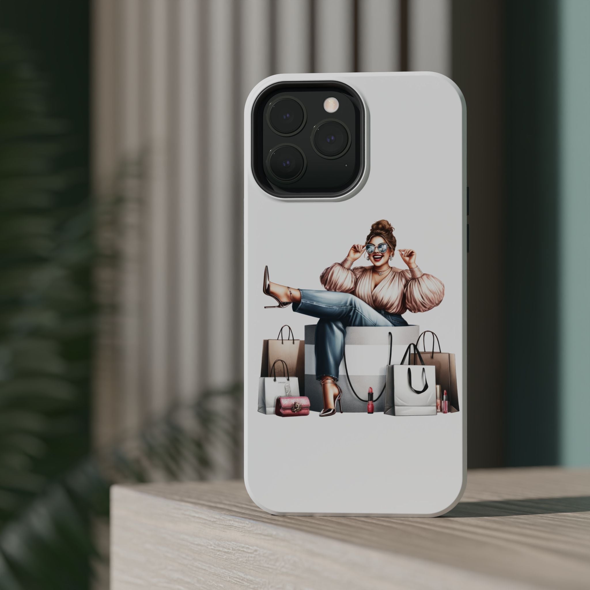 Magnetic Impact-Resistant Case — Luxury Shopper Goddess on Clouds Phone Cover