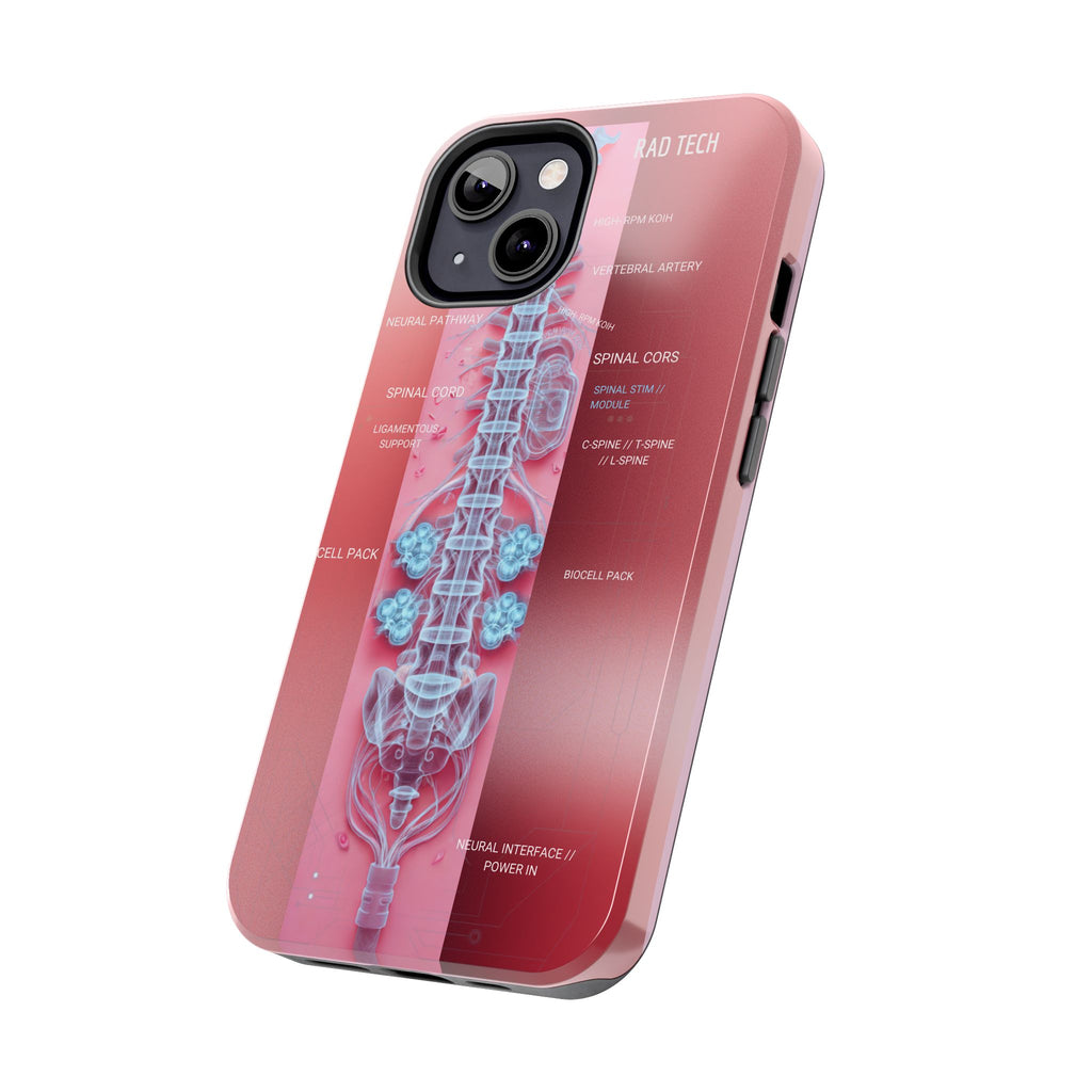 Anatomical Spine Tough Phone Case — Medical X-Ray Design, ‘Spinal Cord’ Labelled