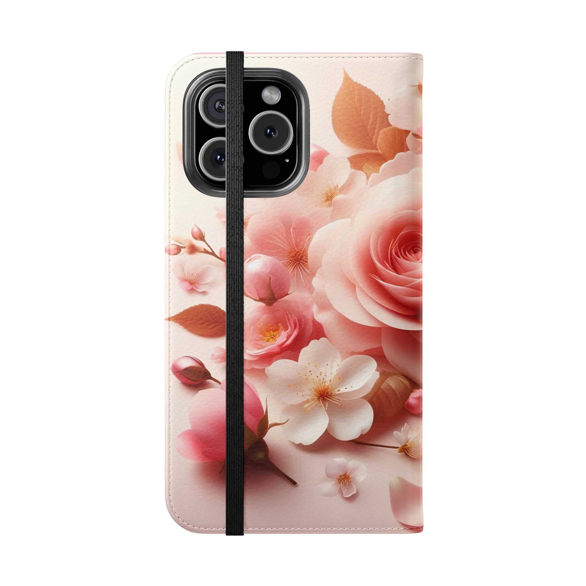 Floral Rose Flip Case — Pink Blossom Wallet Phone Cover