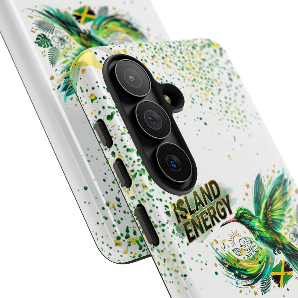 Island Energy Tough Phone Case — Colorful Hummingbird & Tropical Sunset Protective Cover