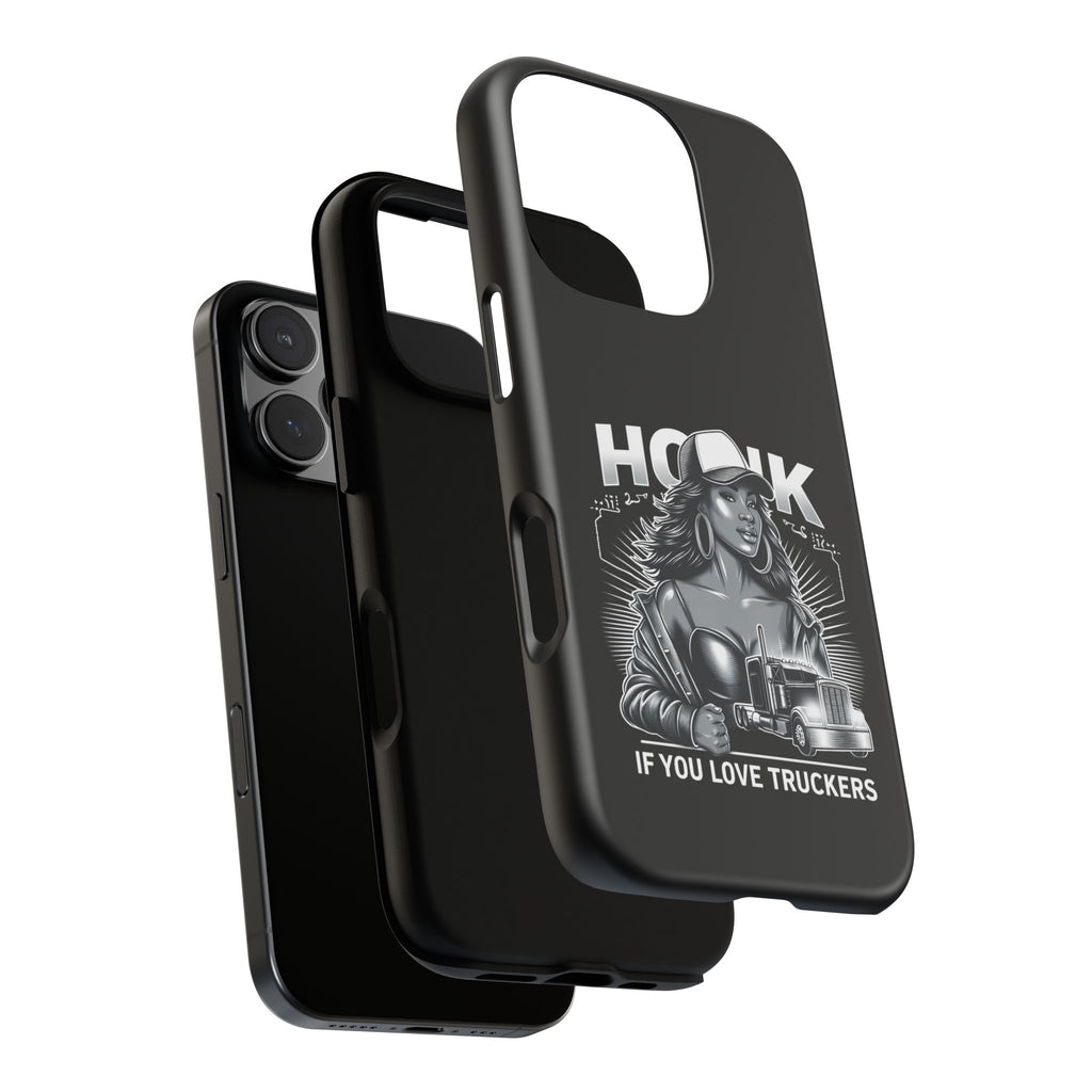 Phone Case — 'Honk' Trucker Girl Retro Semi Truck Protective Case