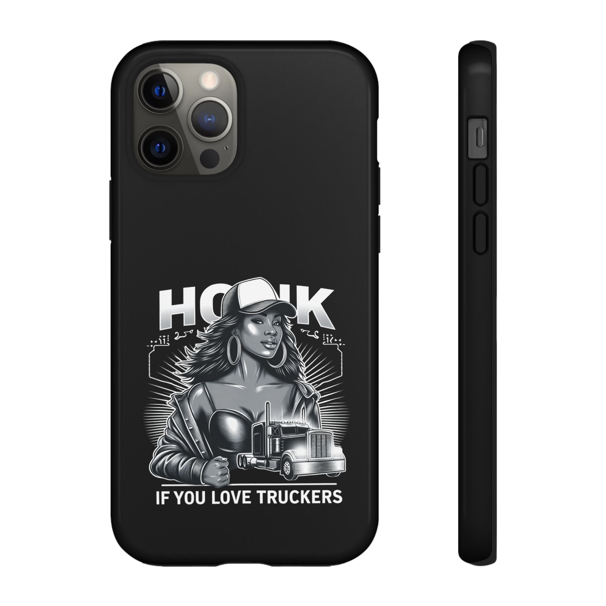 Phone Case — 'Honk' Trucker Girl Retro Semi Truck Protective Case
