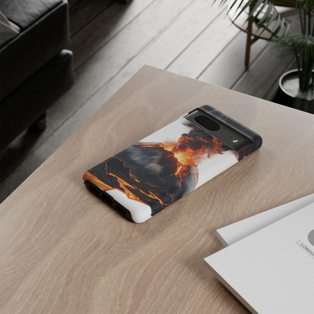 Volcano Eruption Tough Phone Case — Fiery Lava Protective Cover