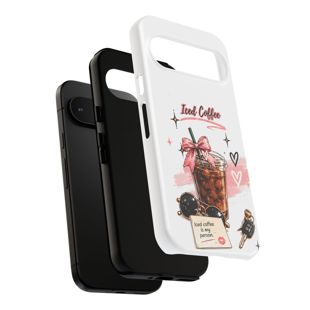 Iced Coffee Phone Case – Cute Pink Boba Design ("Iced coffee is my person")