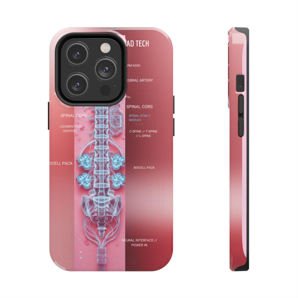 Anatomical Spine Tough Phone Case — Medical X-Ray Design, ‘Spinal Cord’ Labelled
