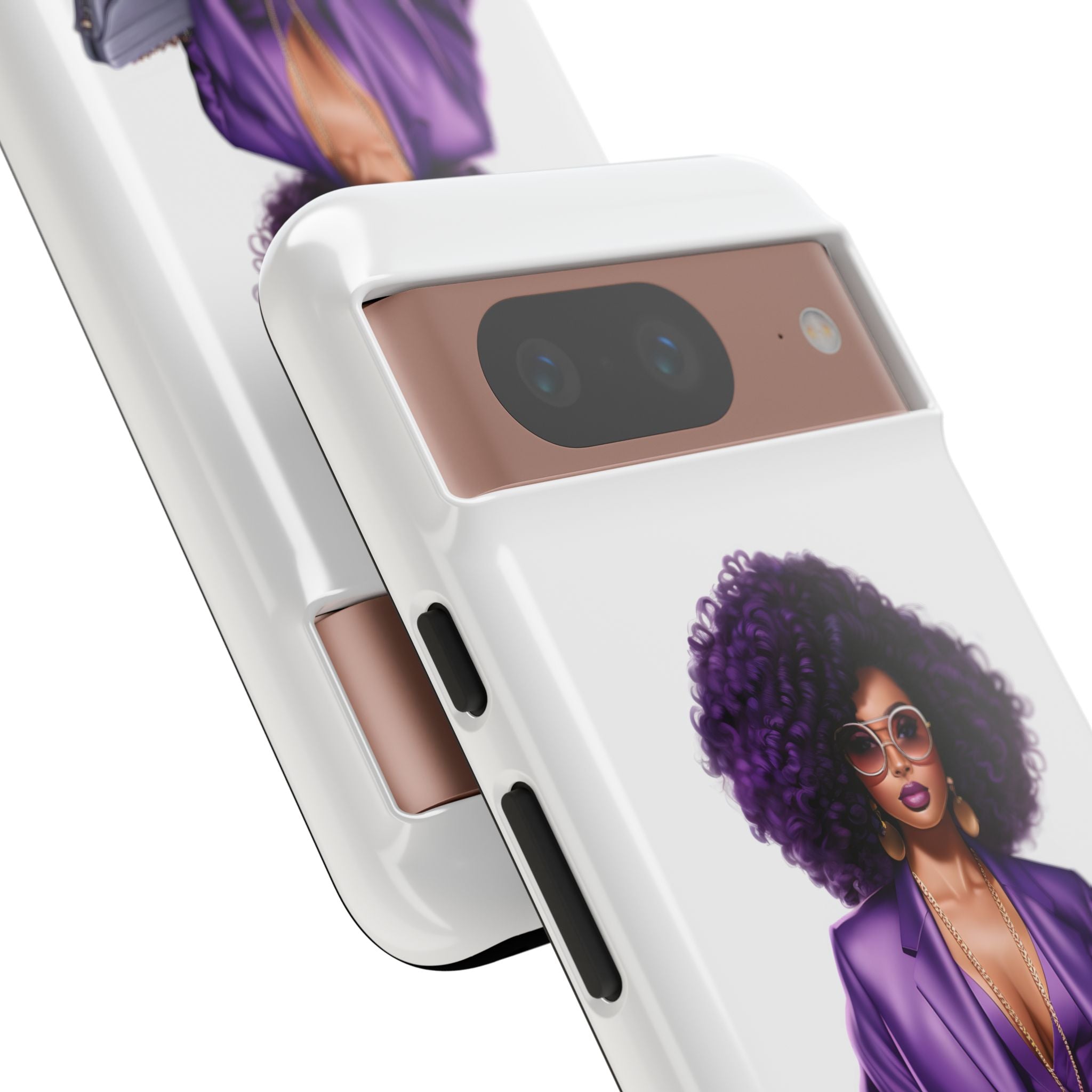 Purple Power Woman Phone Case — Afro Chic Businesswoman Protective Phone Cover