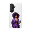 Purple Power Woman Phone Case — Afro Chic Businesswoman Protective Phone Cover
