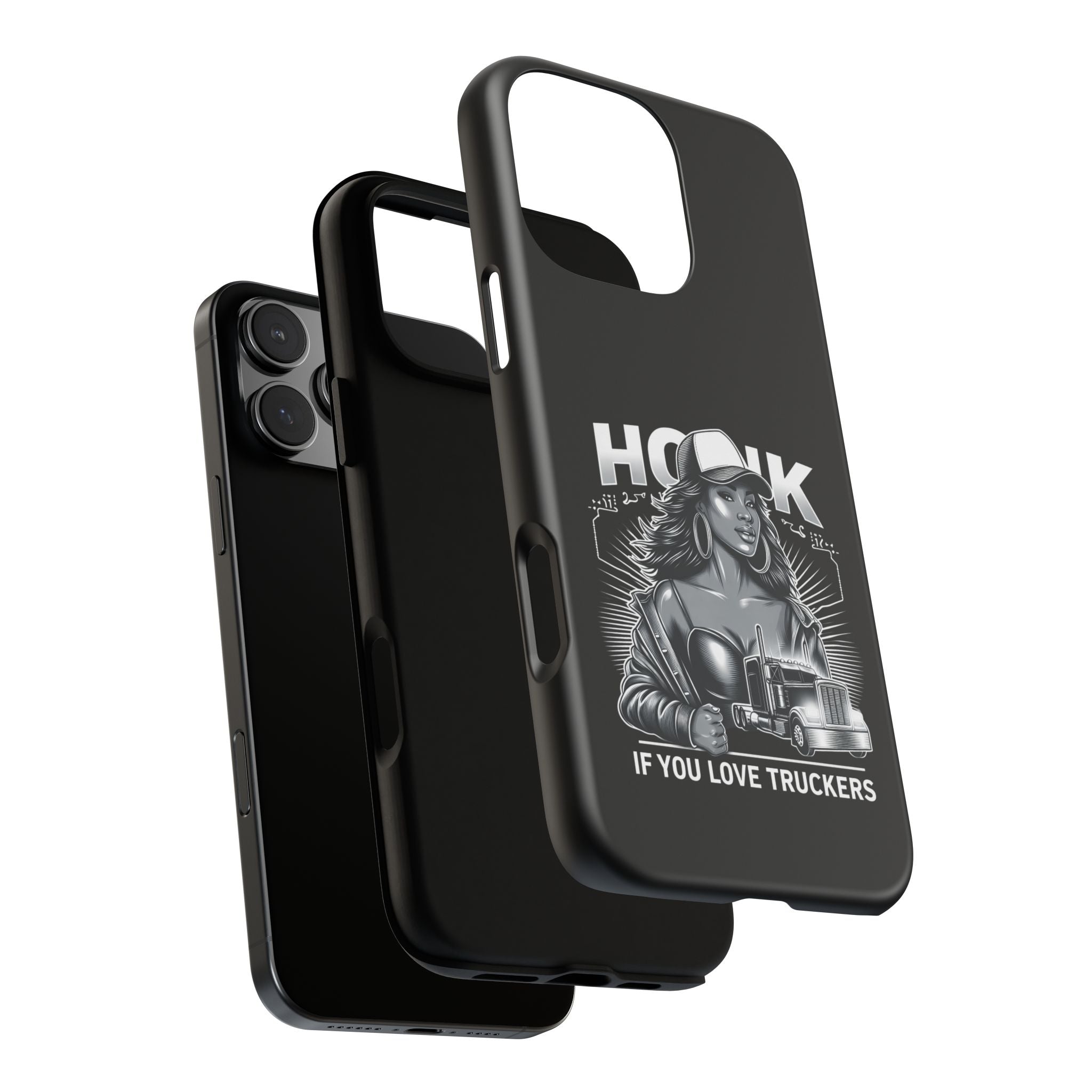 Phone Case — 'Honk' Trucker Girl Retro Semi Truck Protective Case
