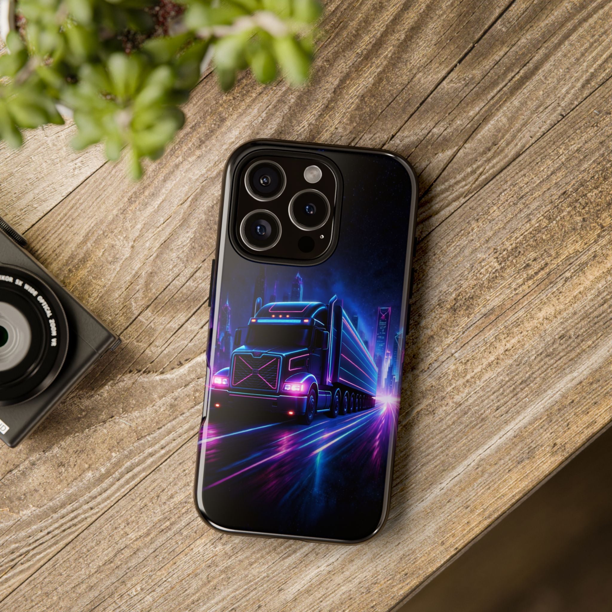 Neon Retro Rig Phone Case — Trucker Semi Truck Nightscape Protective Case