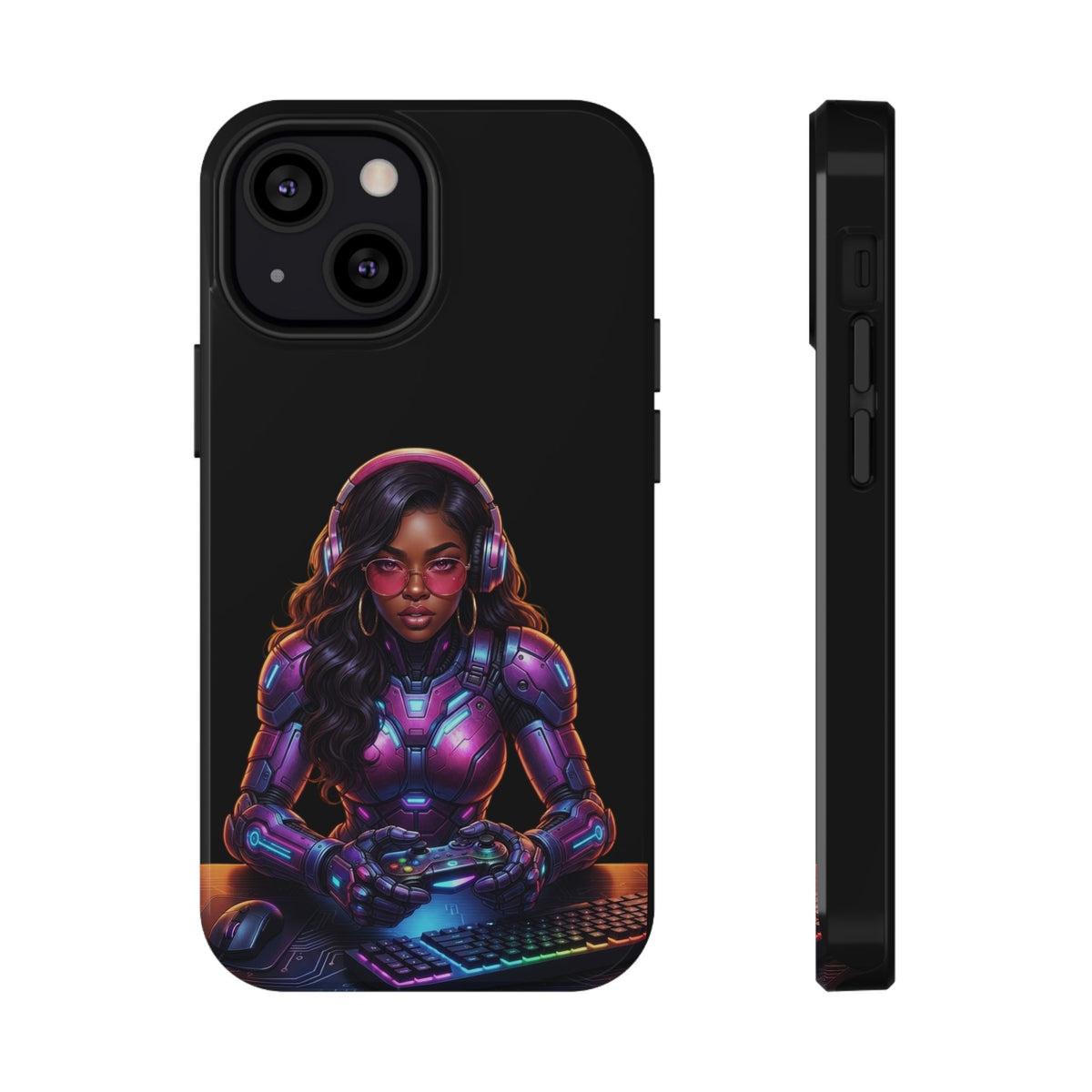 Gamer Girl Cyber Armor Phone Case — Impact‑Resistant Protective Cover