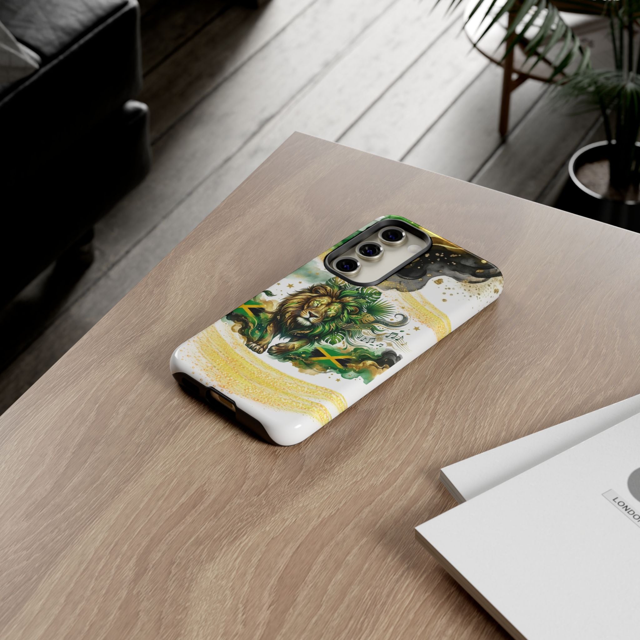 Reggae Lion Phone Case — Jamaican Flag Rasta Art Tough Phone Cover