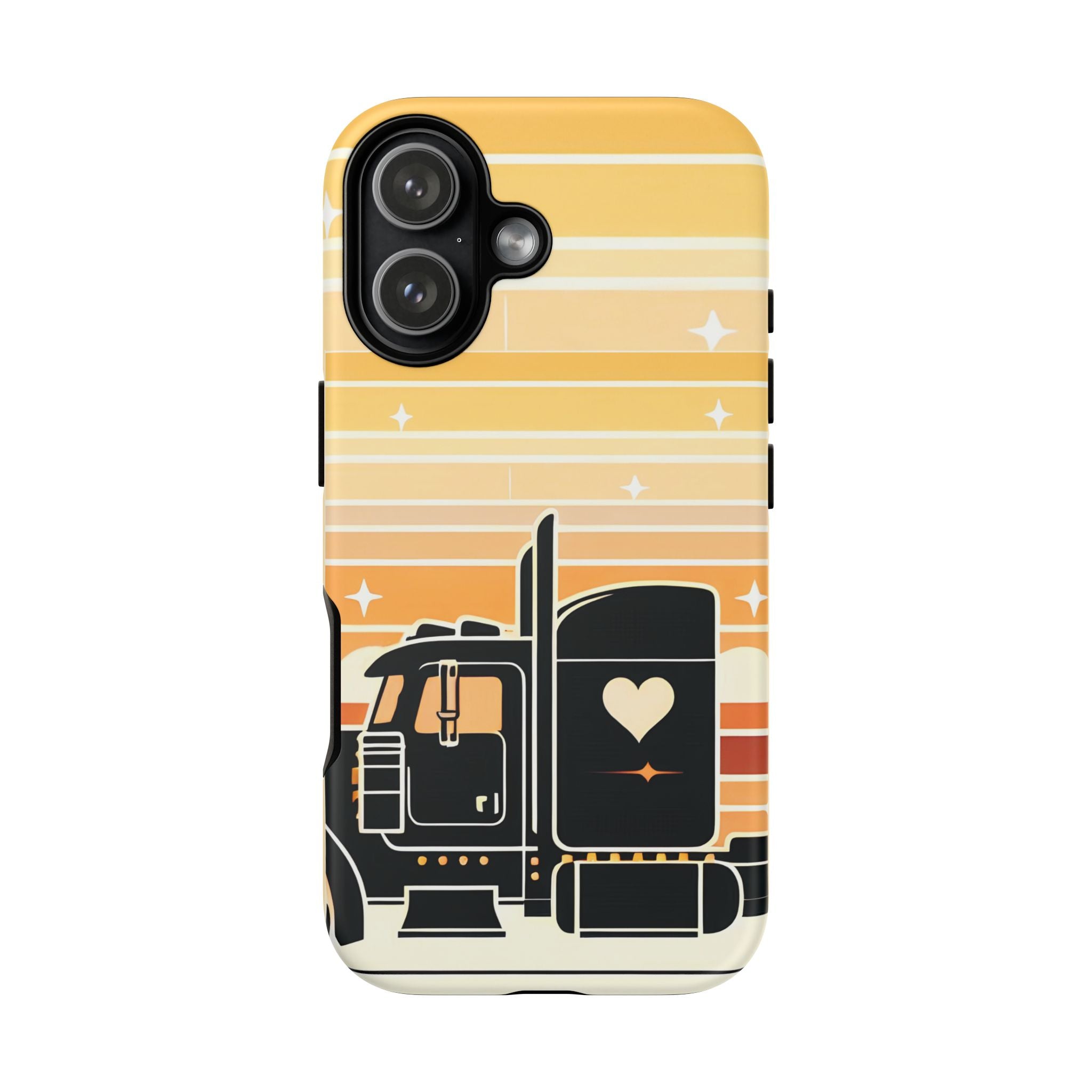 Trucker Heart Phone Case — Retro Semi Truck Protective Phone Cover