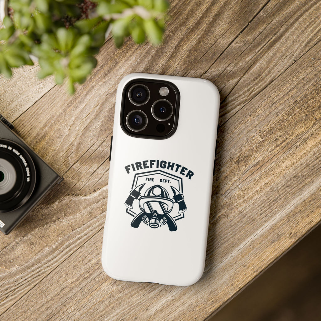 Firefighter Tough Phone Case — Fire Dept Helmet & Axes Protective Cover